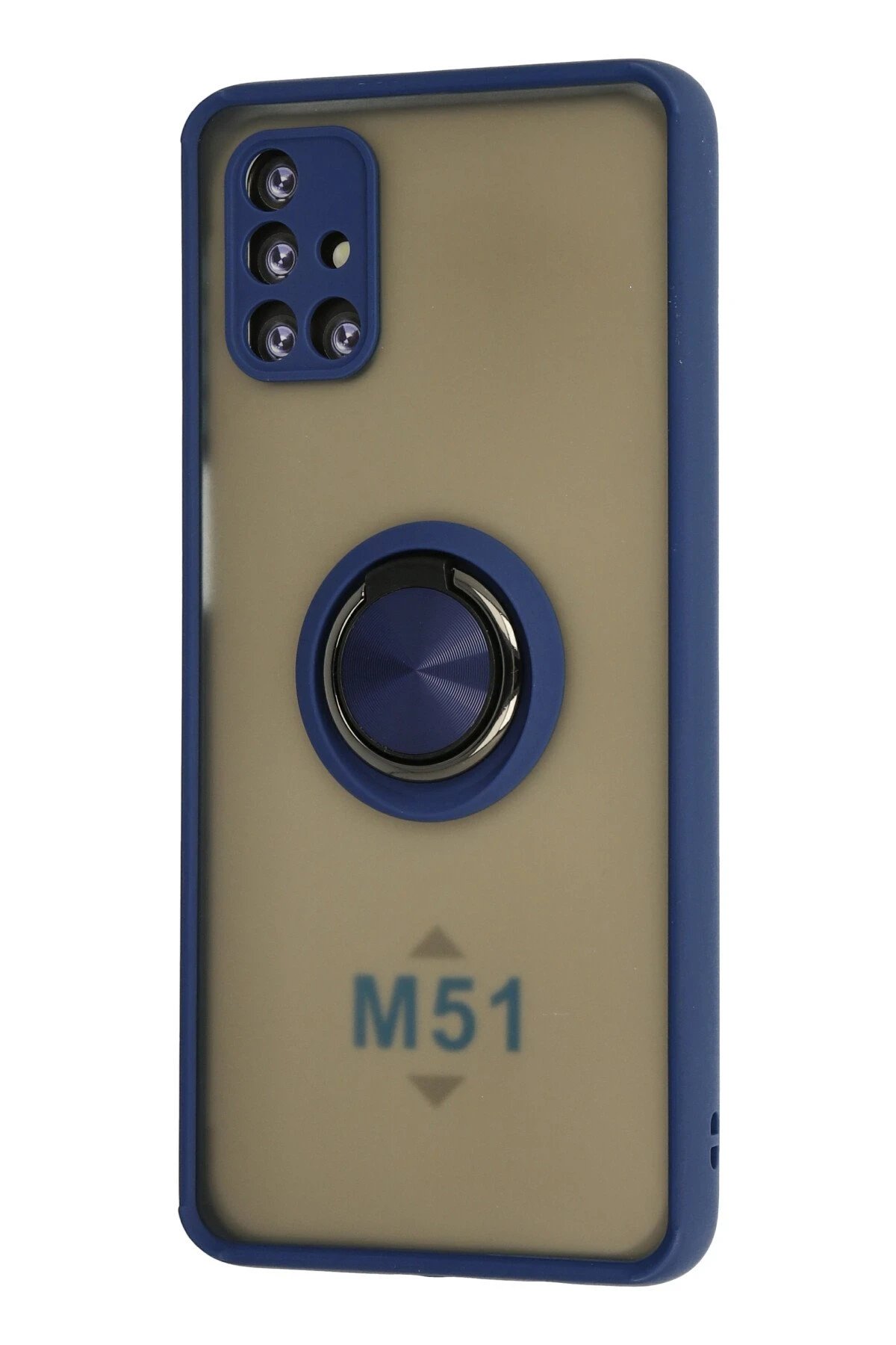 Newface Samsung Galaxy M51 Kılıf Montreal Yüzüklü Silikon Kapak - Lacivert