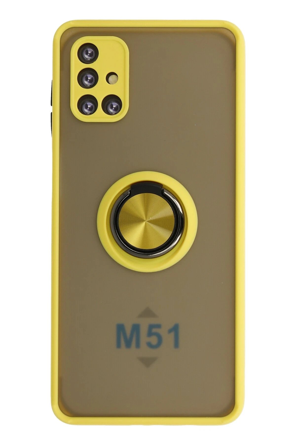 Newface Samsung Galaxy M51 Kılıf Montreal Yüzüklü Silikon Kapak - Sarı