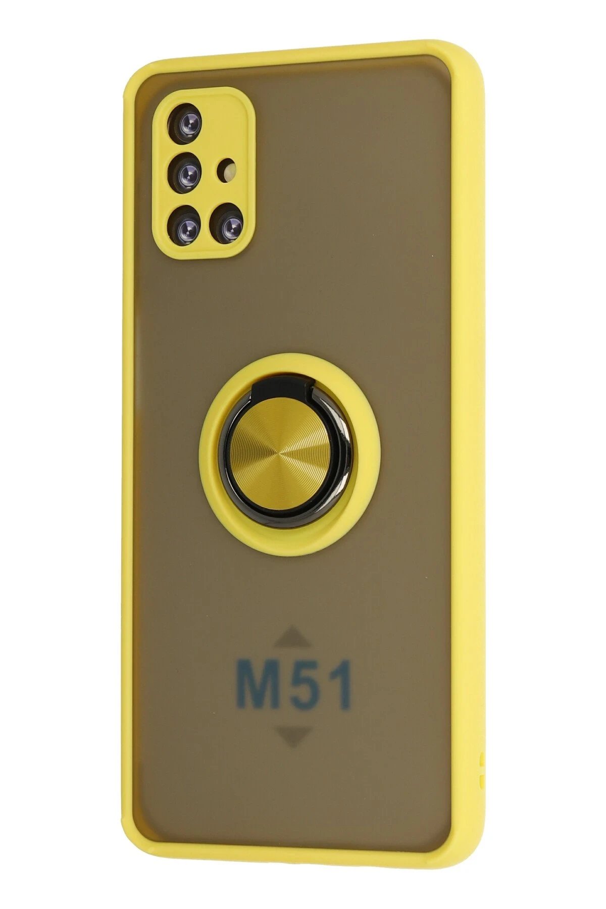 Newface Samsung Galaxy M51 Kılıf Montreal Yüzüklü Silikon Kapak - Sarı