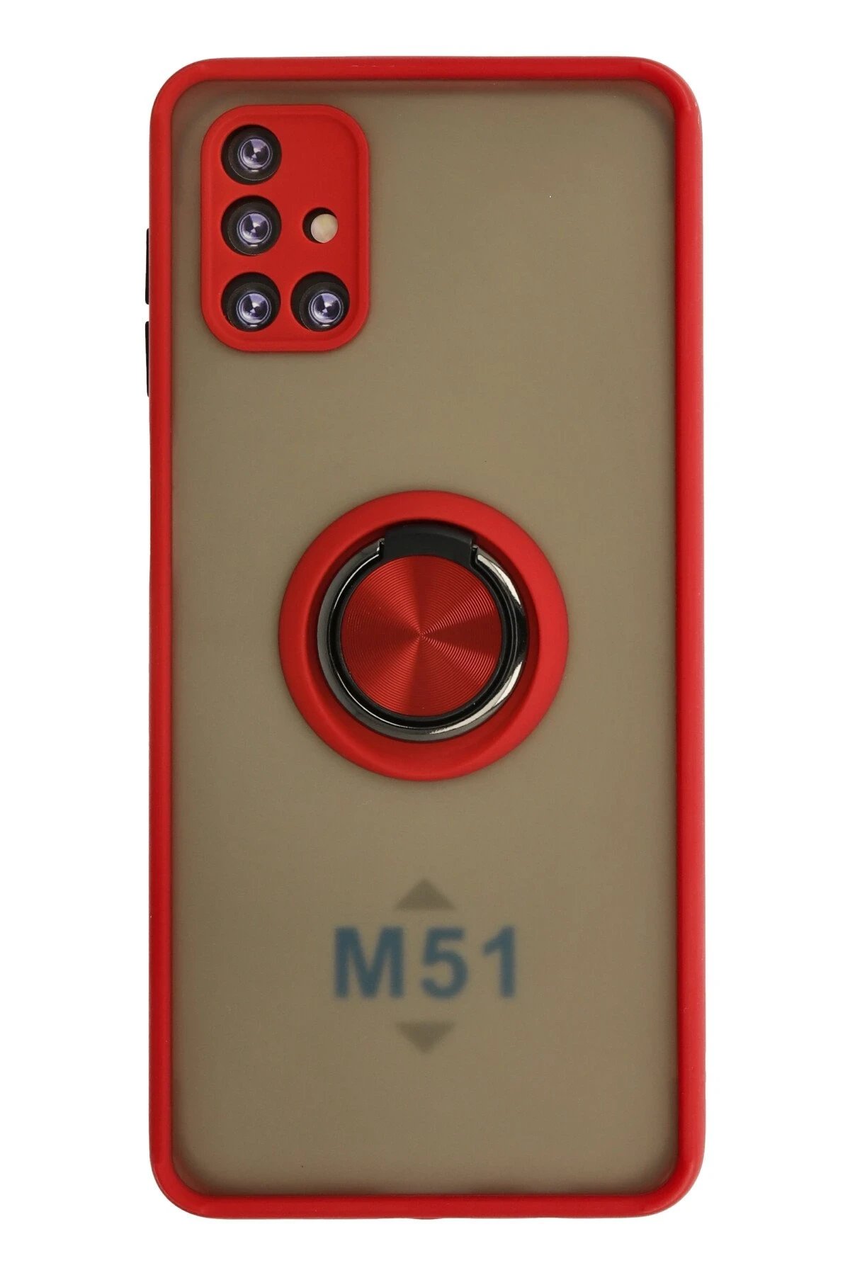 Newface Samsung Galaxy M51 Kılıf Montreal Yüzüklü Silikon Kapak - Kırmızı