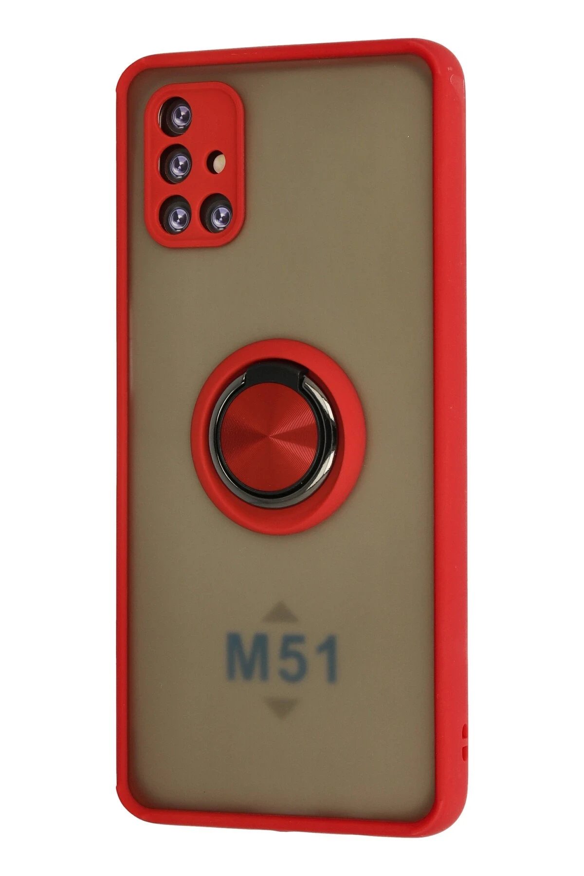 Newface Samsung Galaxy M51 Kılıf Montreal Yüzüklü Silikon Kapak - Kırmızı