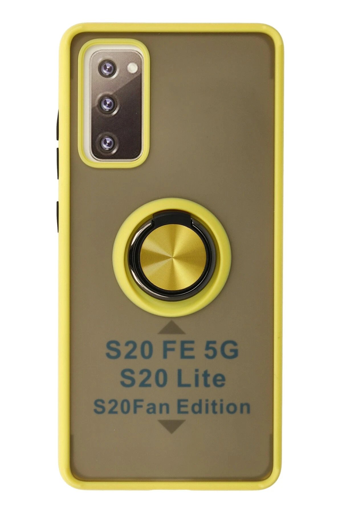 Newface Samsung Galaxy S20 FE Kılıf Montreal Yüzüklü Silikon Kapak - Sarı