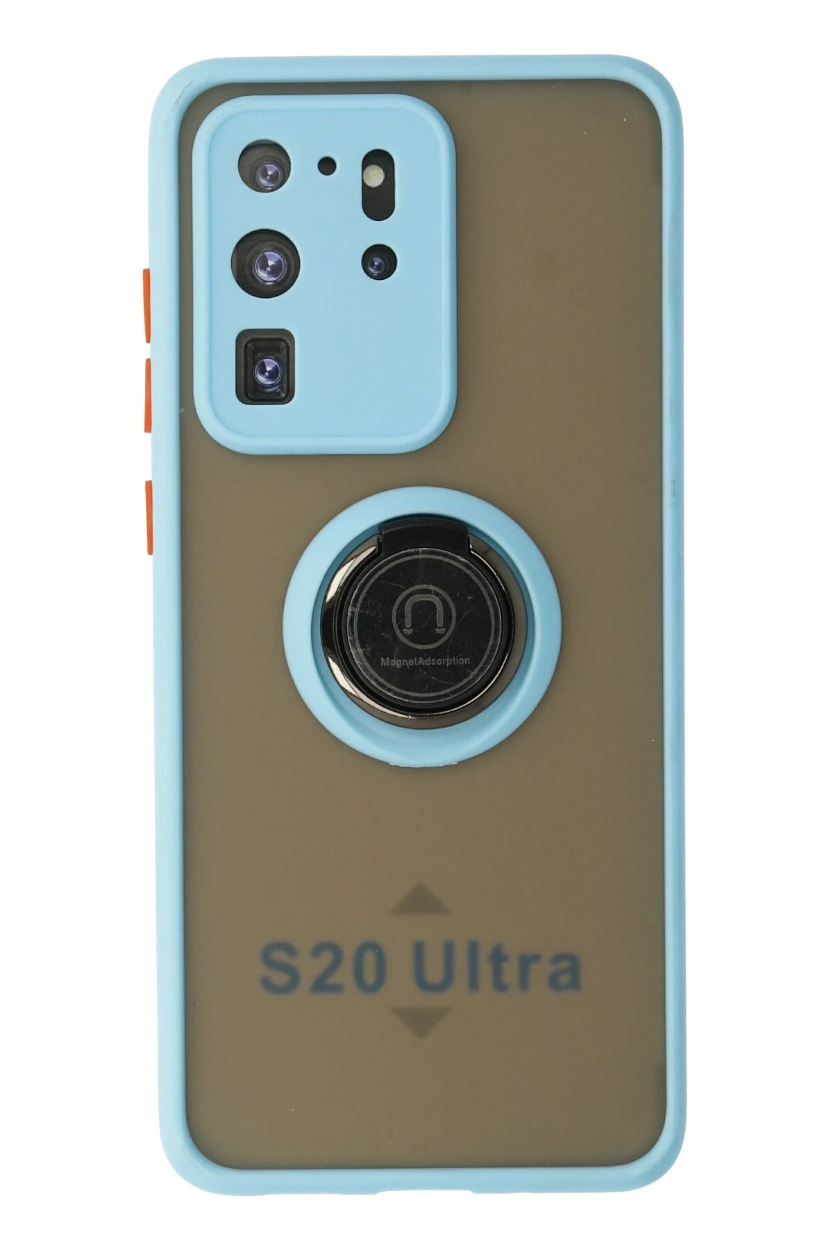 Newface Samsung Galaxy S20 Ultra Kılıf Montreal Yüzüklü Silikon Kapak - Buz Mavi