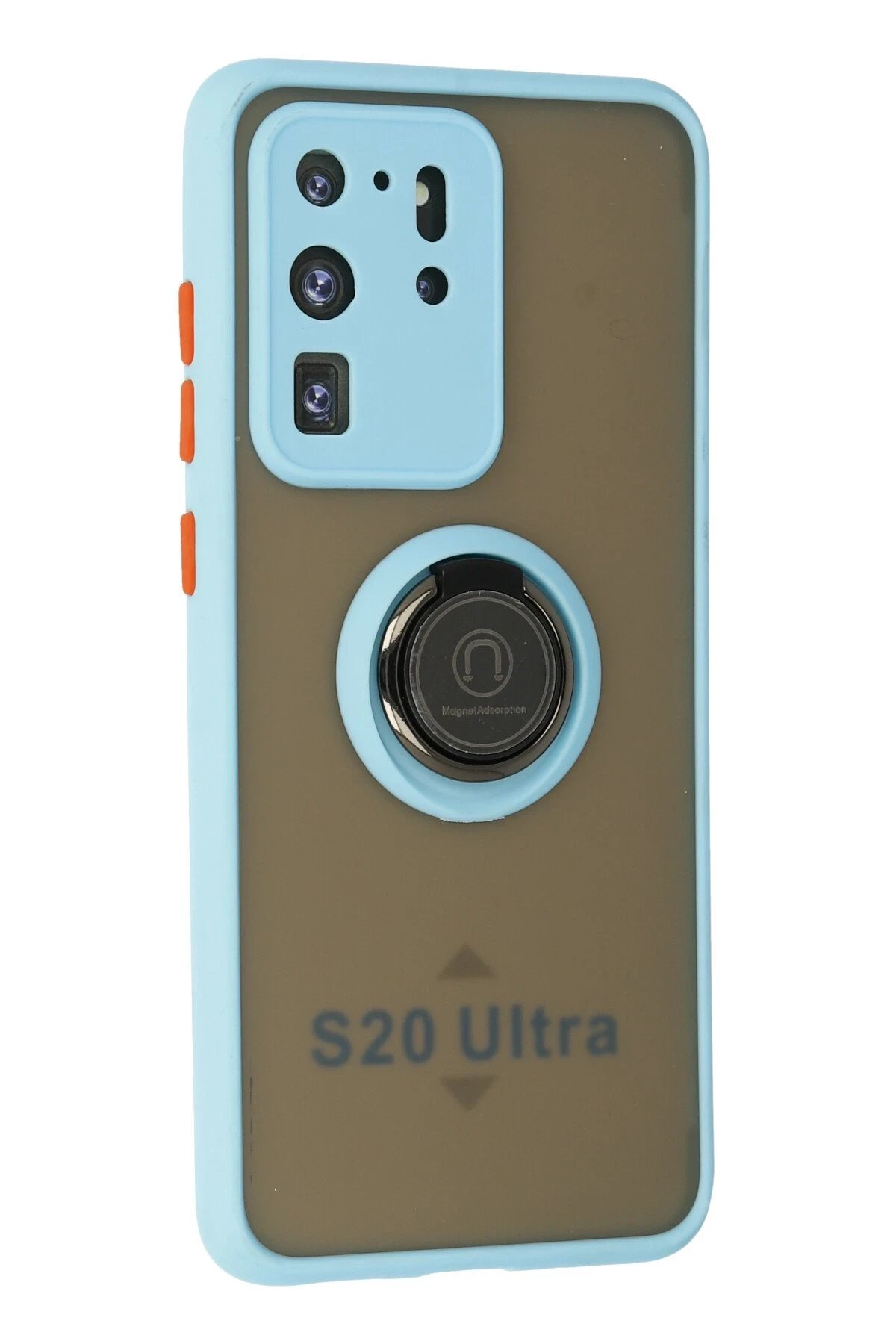 Newface Samsung Galaxy S20 Ultra Kılıf Montreal Yüzüklü Silikon Kapak - Buz Mavi