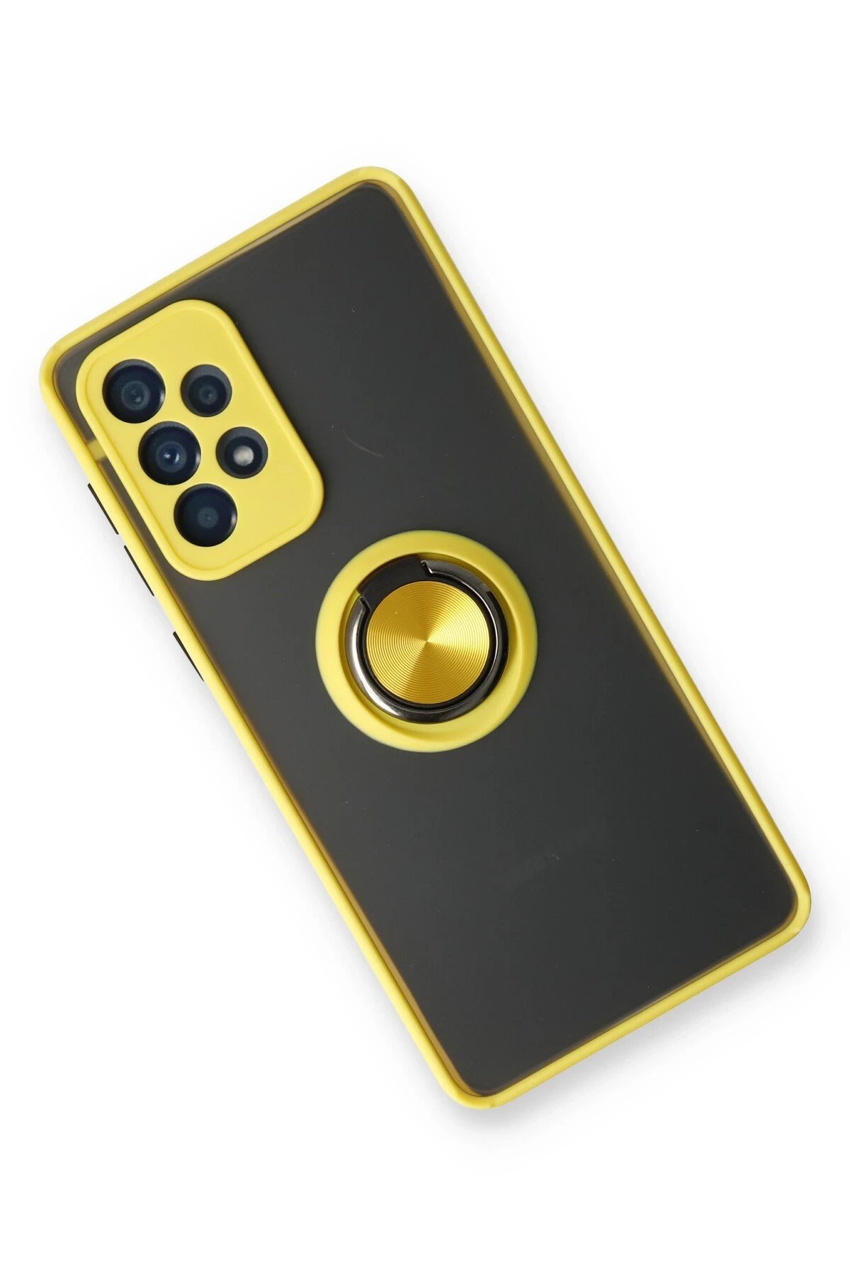 Newface Samsung Galaxy A13 4G Kılıf Montreal Yüzüklü Silikon Kapak - Sarı