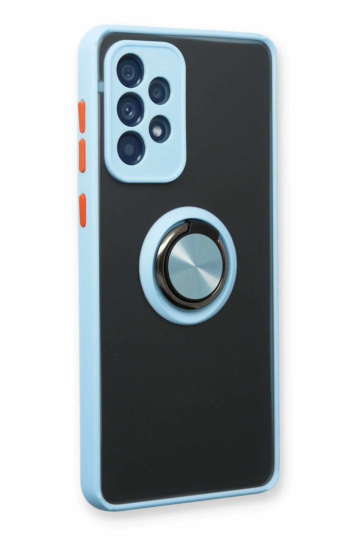 Newface Samsung Galaxy A13 4G Kılıf Montreal Yüzüklü Silikon Kapak - Buz Mavi