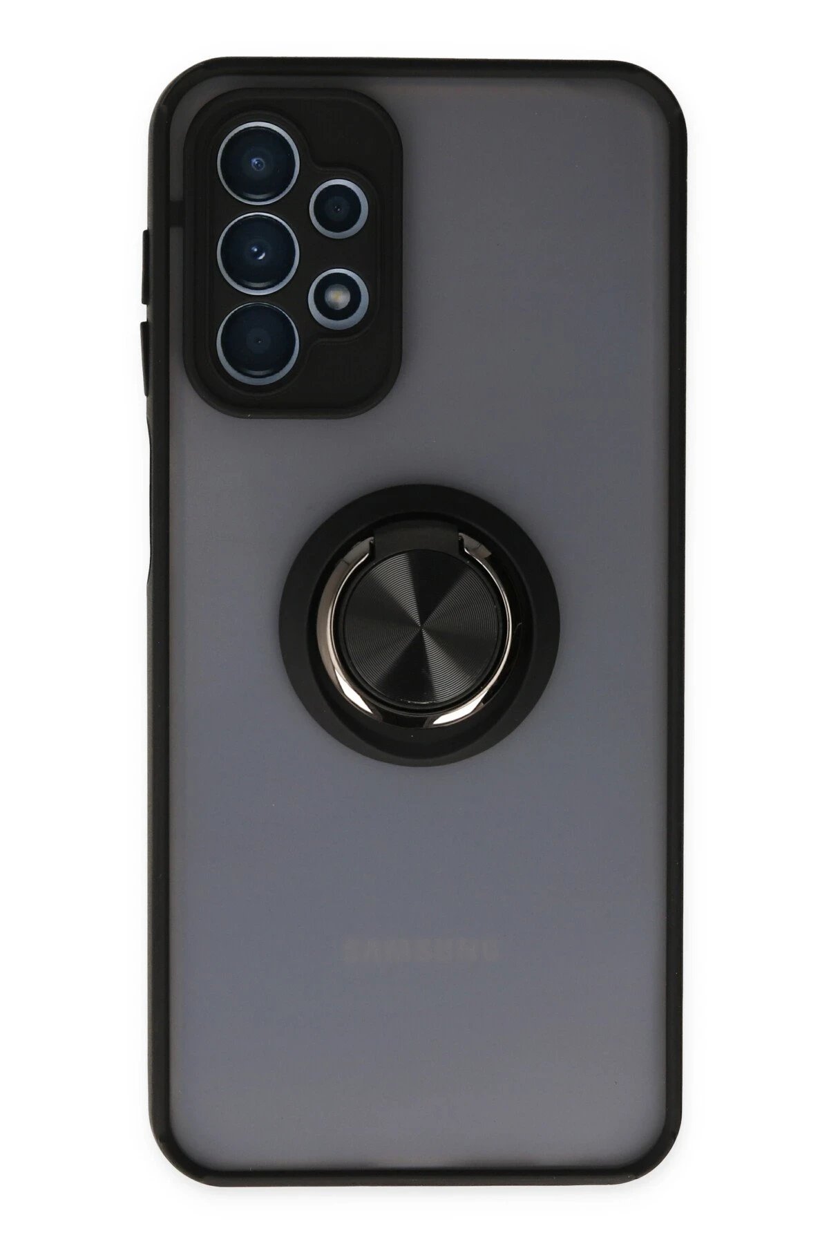 Newface Samsung Galaxy A23 4G Kılıf Montreal Yüzüklü Silikon Kapak - Siyah