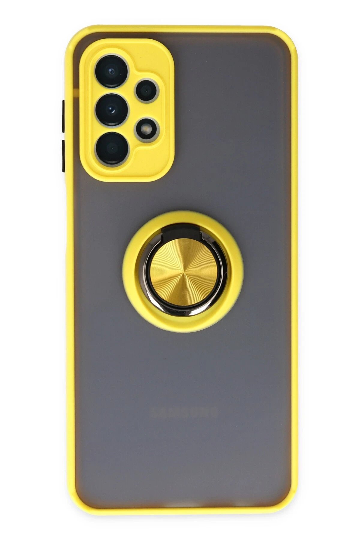 Newface Samsung Galaxy A23 4G Kılıf Montreal Yüzüklü Silikon Kapak - Sarı