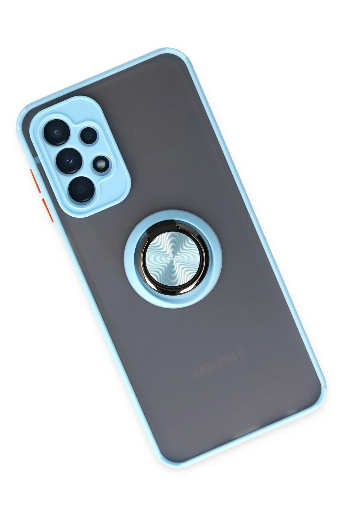 Newface Samsung Galaxy A23 4G Kılıf Montreal Yüzüklü Silikon Kapak - Buz Mavi