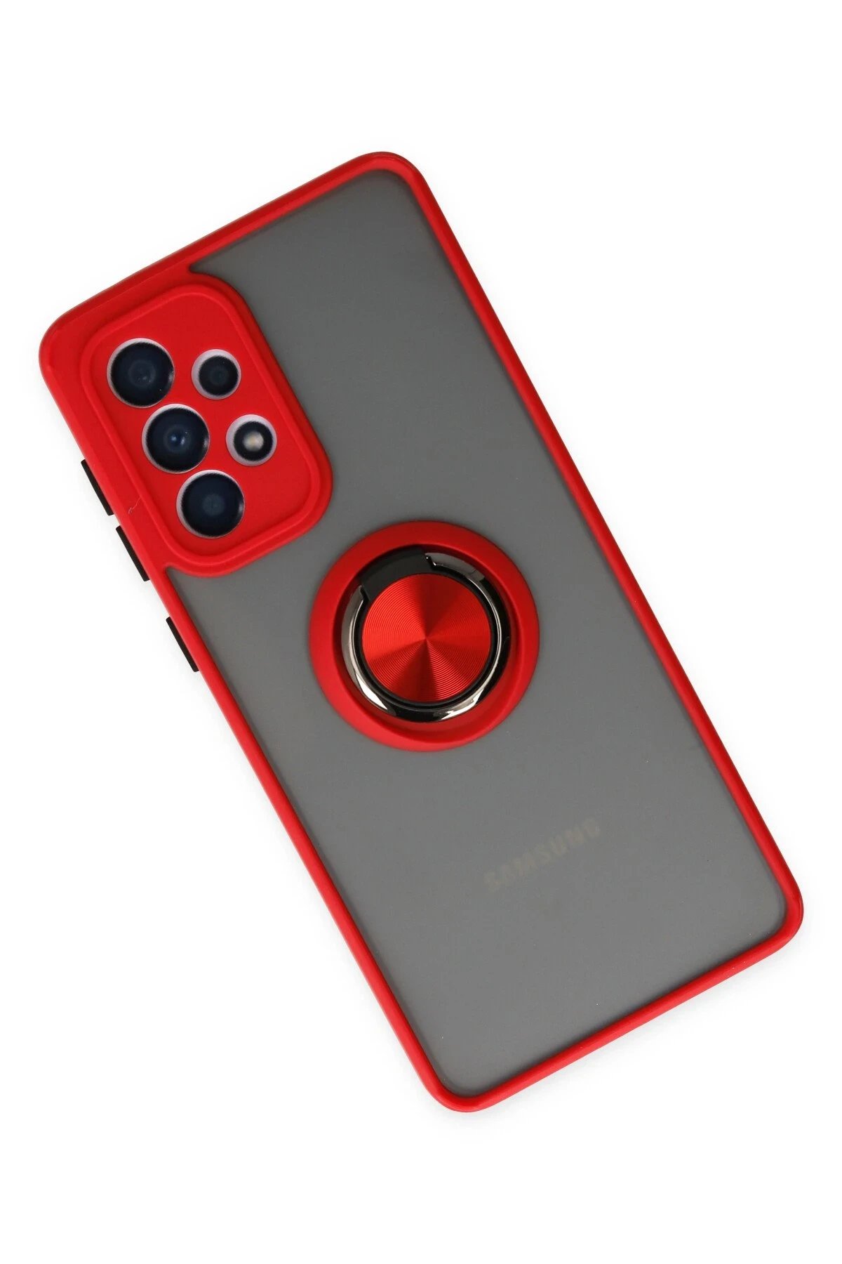 Newface Samsung Galaxy A33 5G Kılıf Montreal Yüzüklü Silikon Kapak - Kırmızı