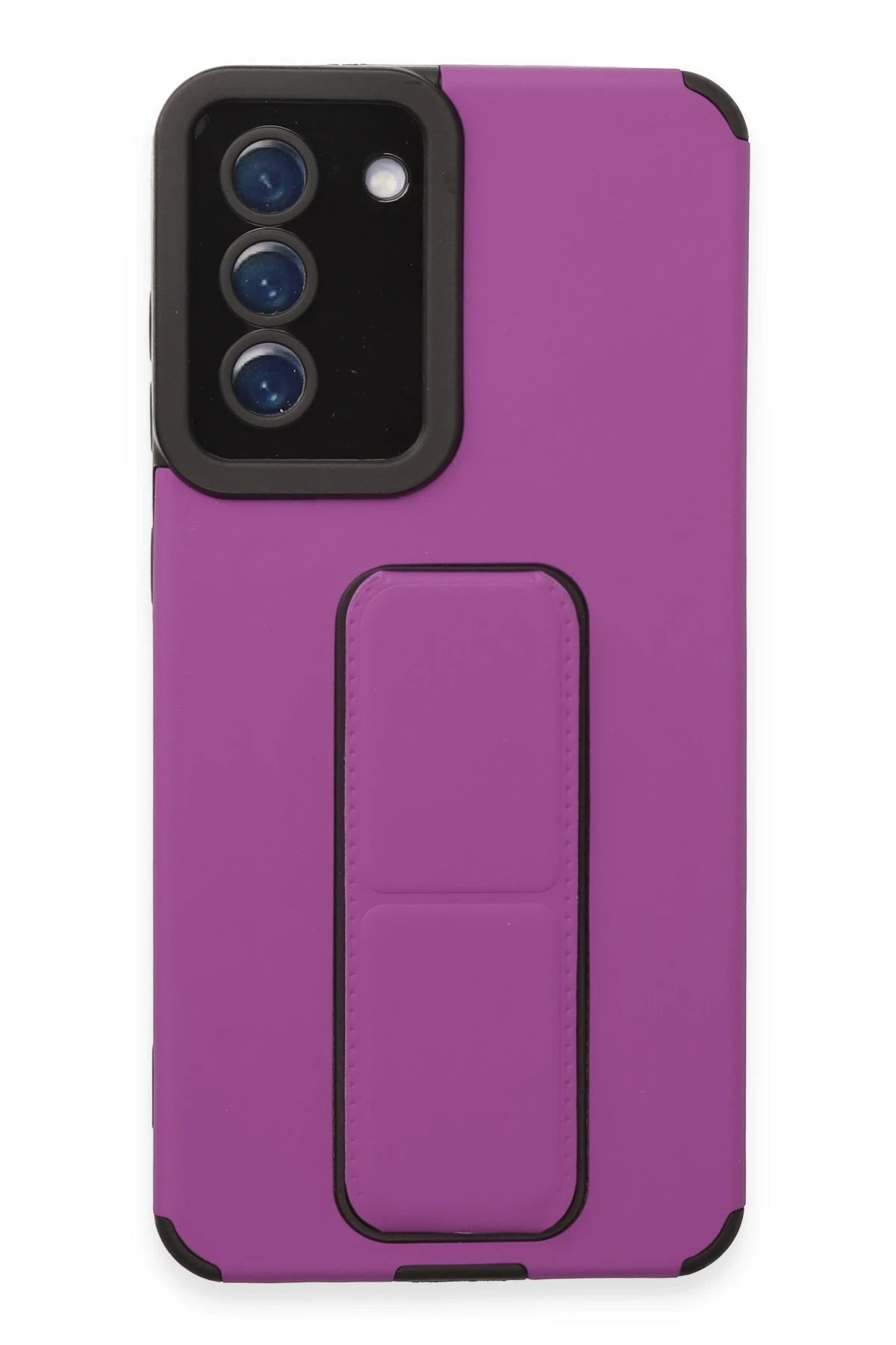 Newface Samsung Galaxy S21 FE Kılıf Mega Standlı Silikon - Mor