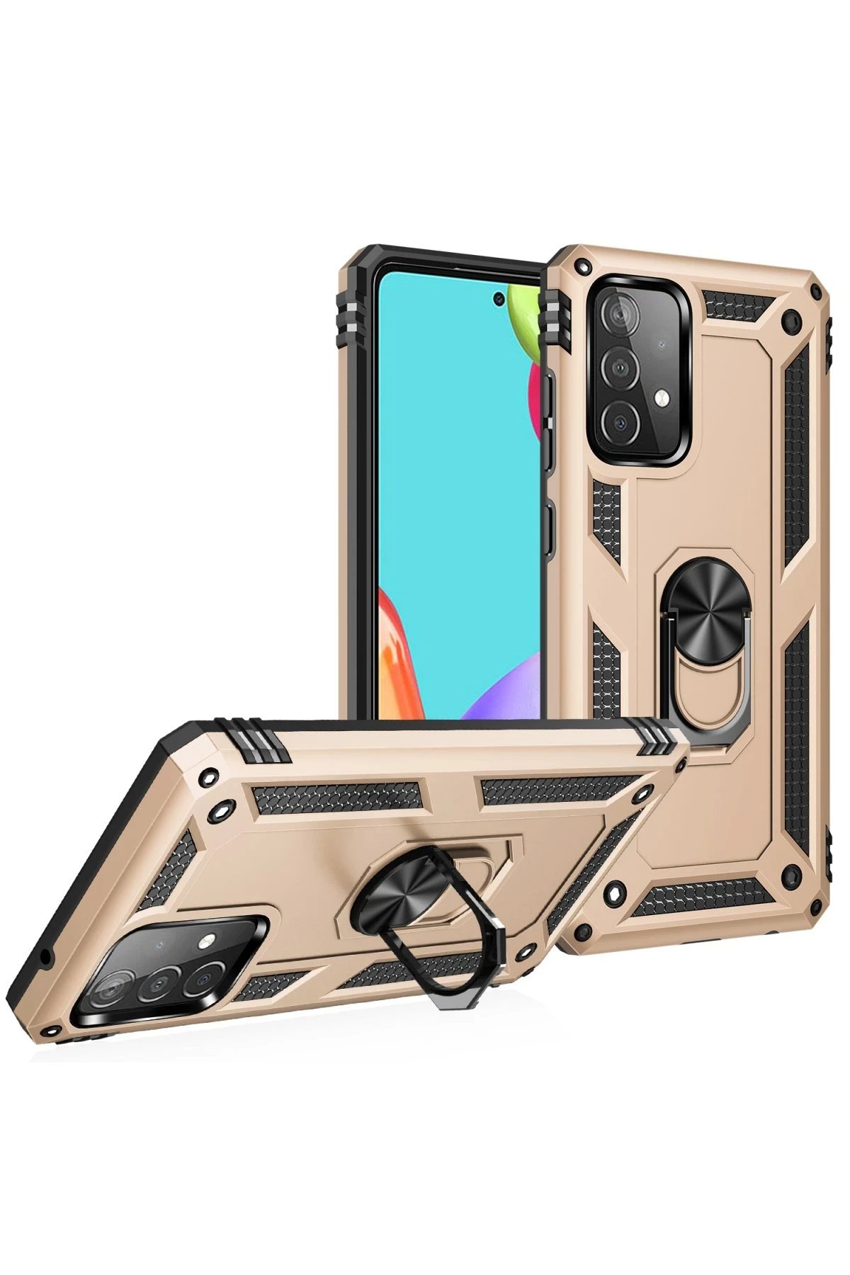 Newface Samsung Galaxy A23 4G Kılıf Sofya Yüzüklü Silikon Kapak - Gold