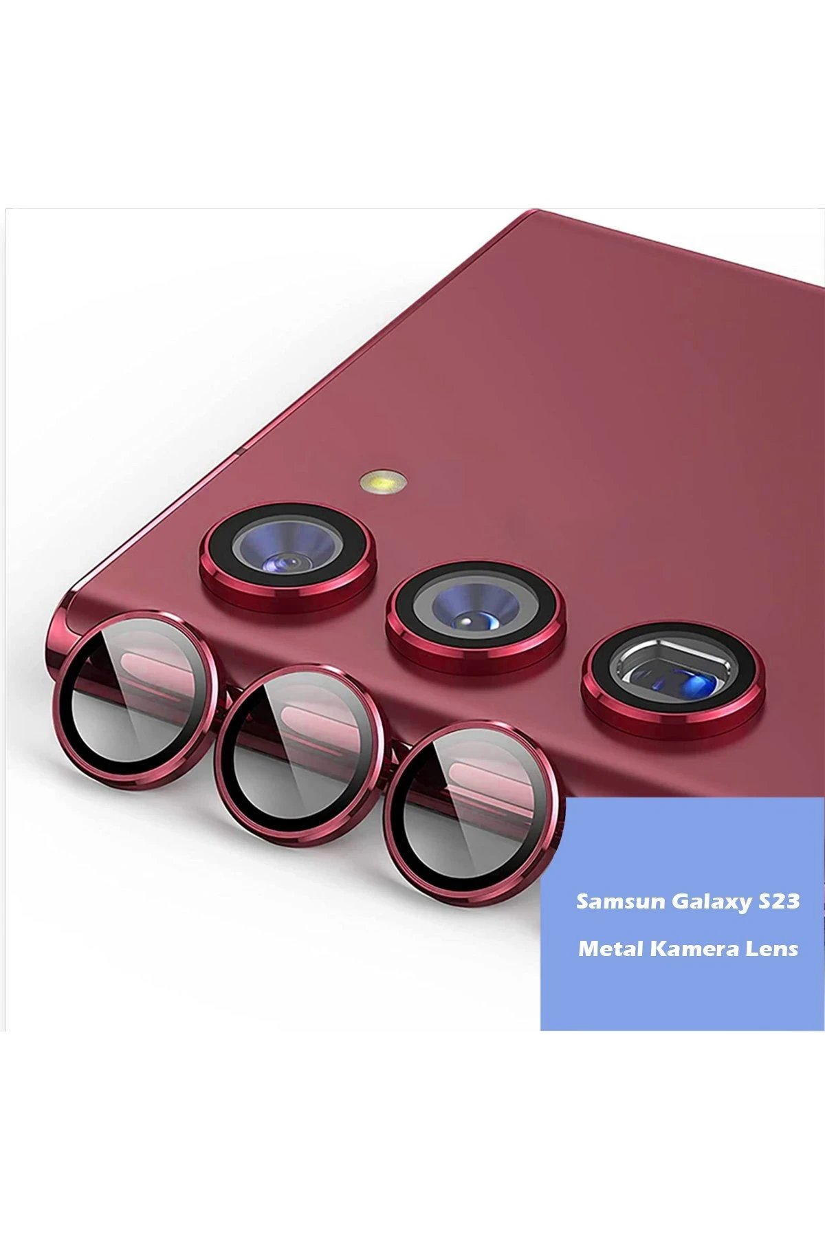 Newface Samsung Galaxy S23 Ultra Metal Kamera Lens - Kırmızı