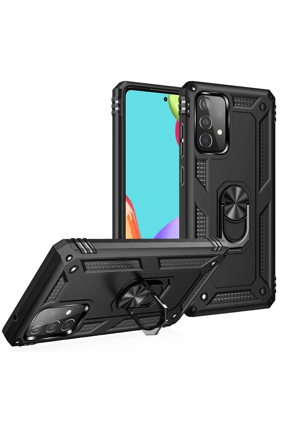 Newface Samsung Galaxy A53 5G Kılıf Sofya Yüzüklü Silikon Kapak - Siyah