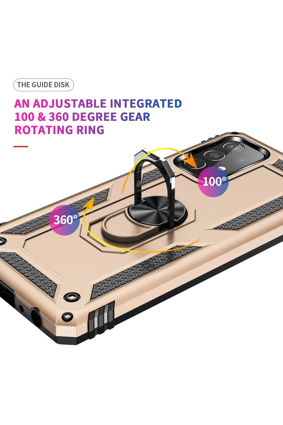 Newface Samsung Galaxy A53 5G Kılıf Sofya Yüzüklü Silikon Kapak - Gold