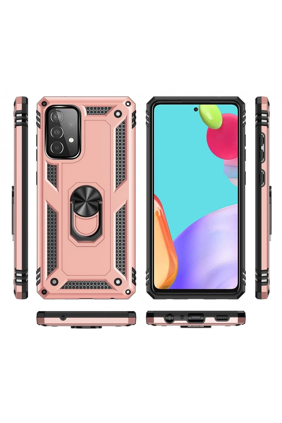 Newface Samsung Galaxy A53 5G Kılıf Sofya Yüzüklü Silikon Kapak - Rose