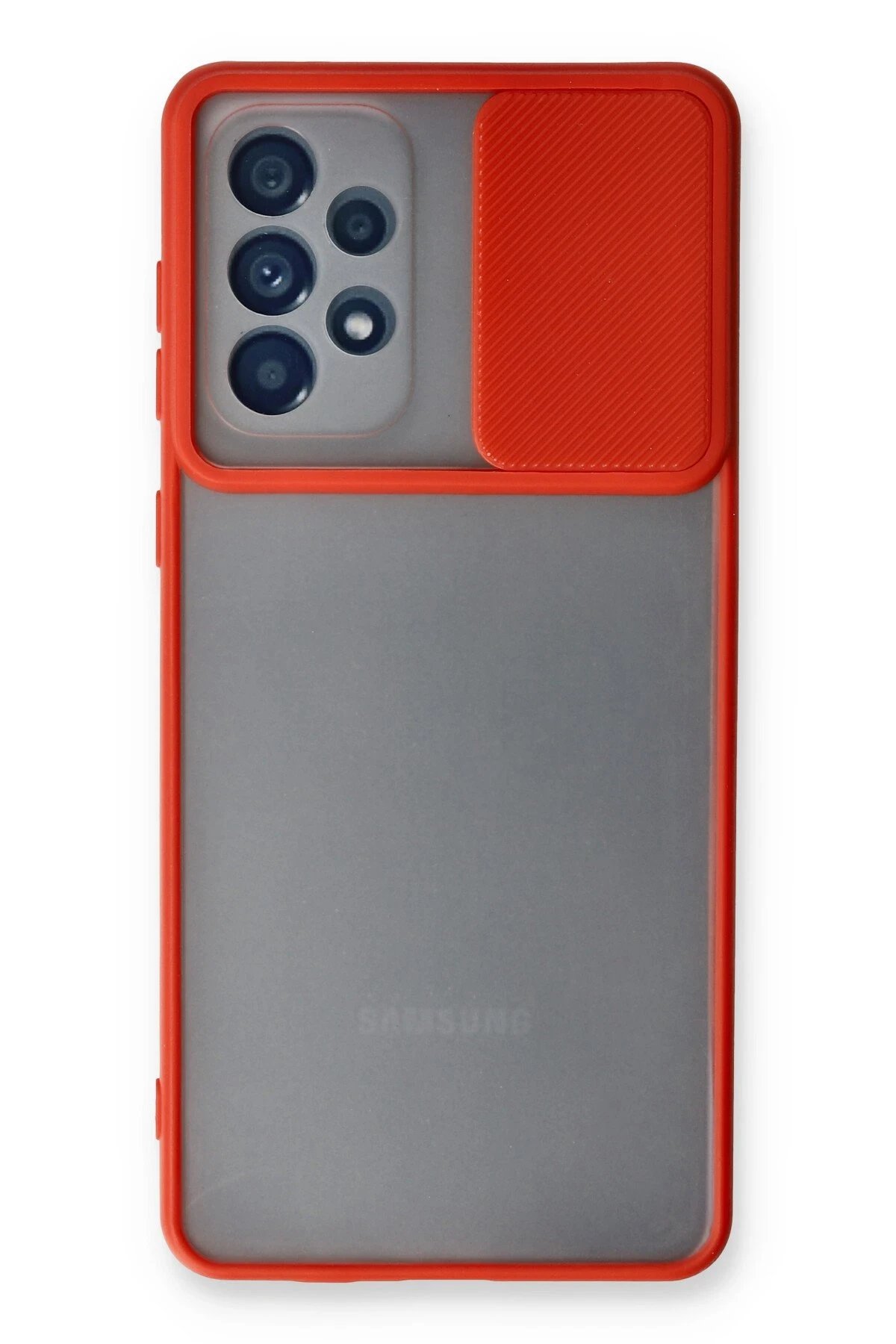 Newface Samsung Galaxy A53 5G Kılıf Palm Buzlu Kamera Sürgülü Silikon - Kırmızı