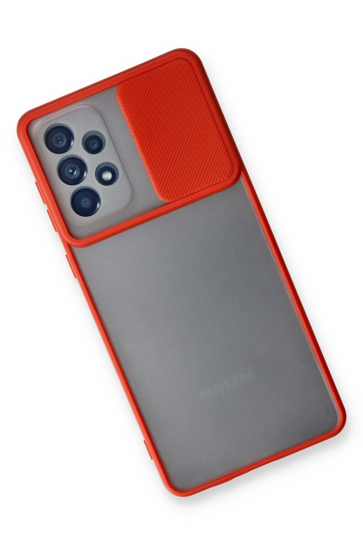 Newface Samsung Galaxy A53 5G Kılıf Palm Buzlu Kamera Sürgülü Silikon - Kırmızı