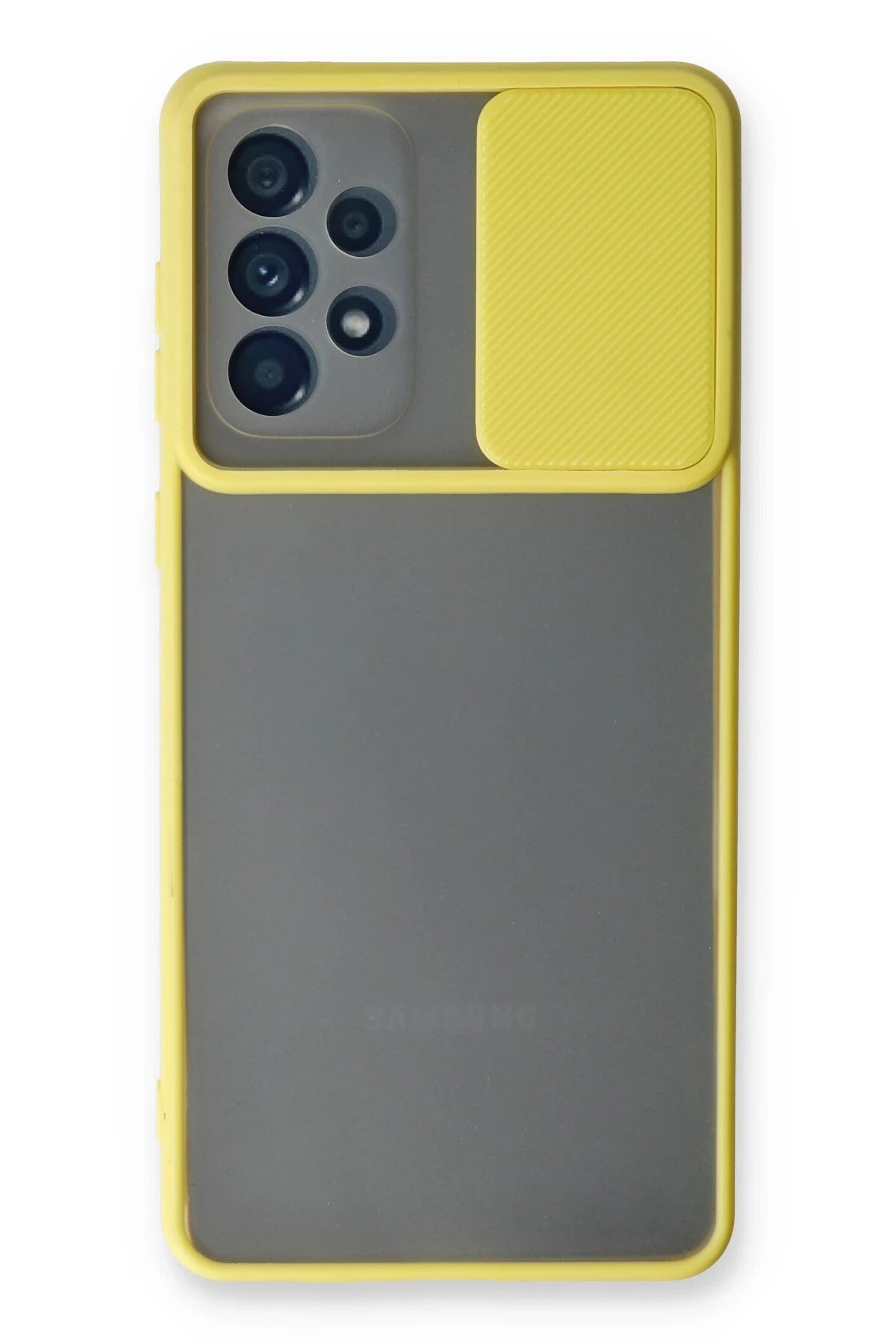 Newface Samsung Galaxy A53 5G Kılıf Palm Buzlu Kamera Sürgülü Silikon - Sarı