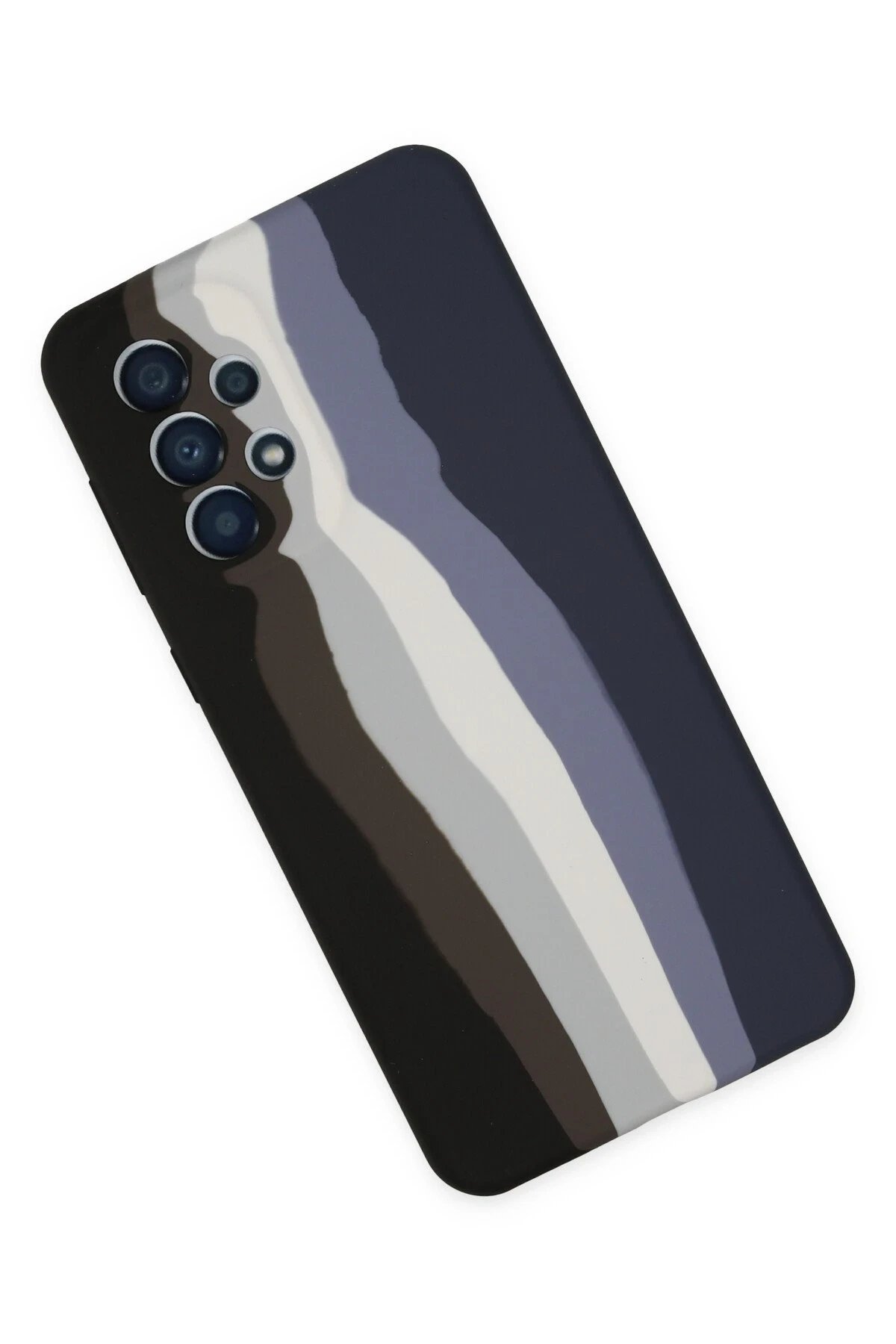 Newface Samsung Galaxy A53 5G Kılıf Ebruli Lansman Silikon - Siyah-Lacivert