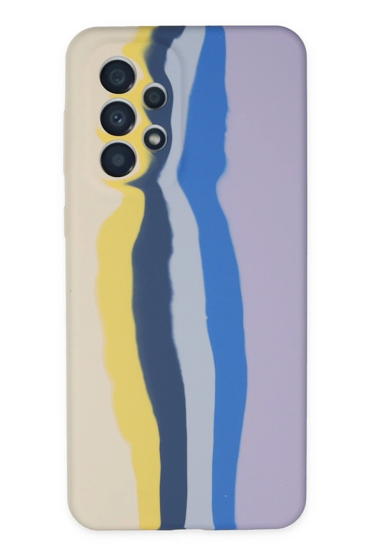 Newface Samsung Galaxy A53 5G Kılıf Ebruli Lansman Silikon - Sarı-Lila