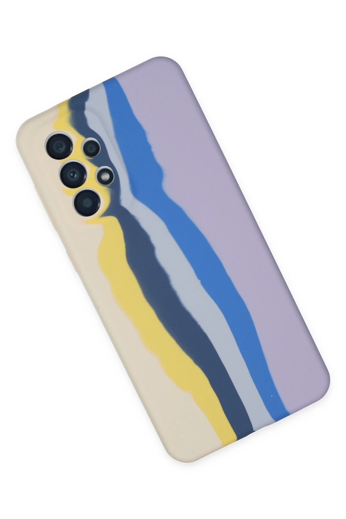 Newface Samsung Galaxy A53 5G Kılıf Ebruli Lansman Silikon - Sarı-Lila