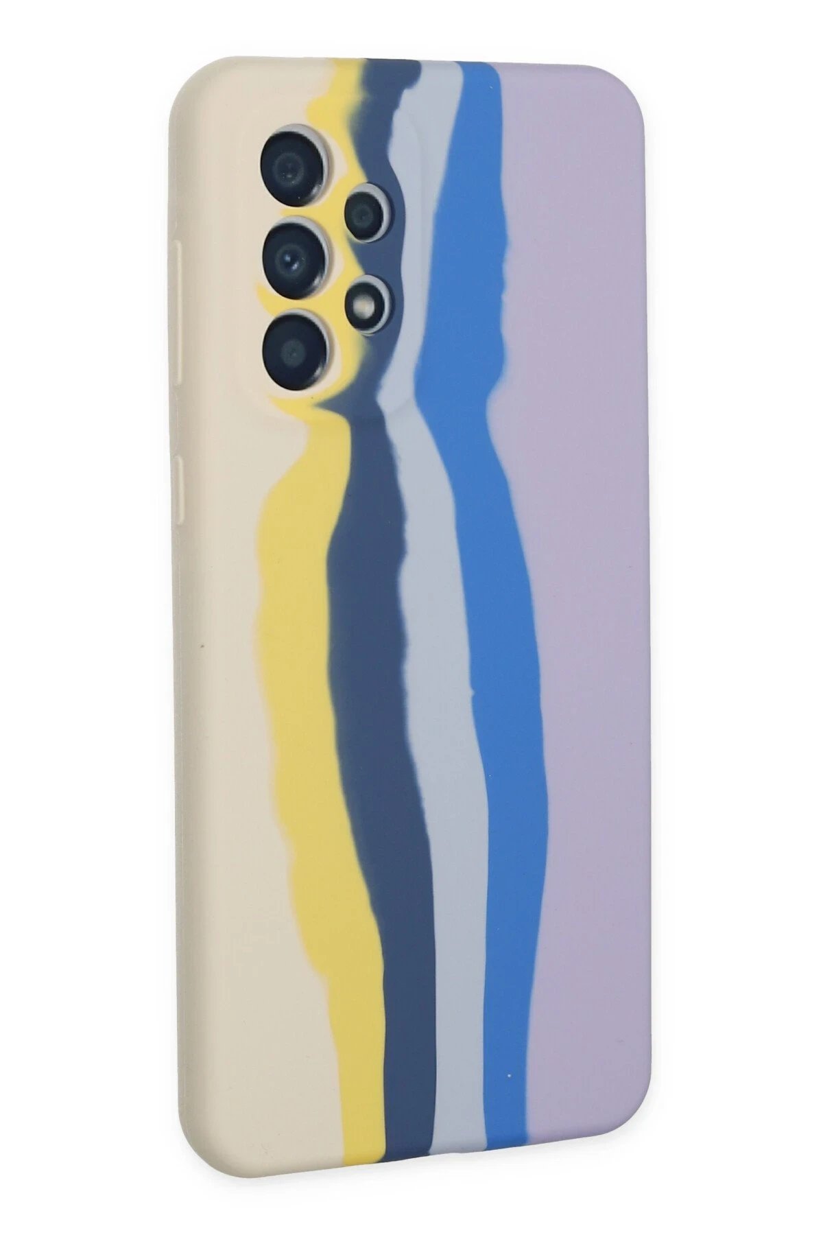 Newface Samsung Galaxy A53 5G Kılıf Ebruli Lansman Silikon - Sarı-Lila