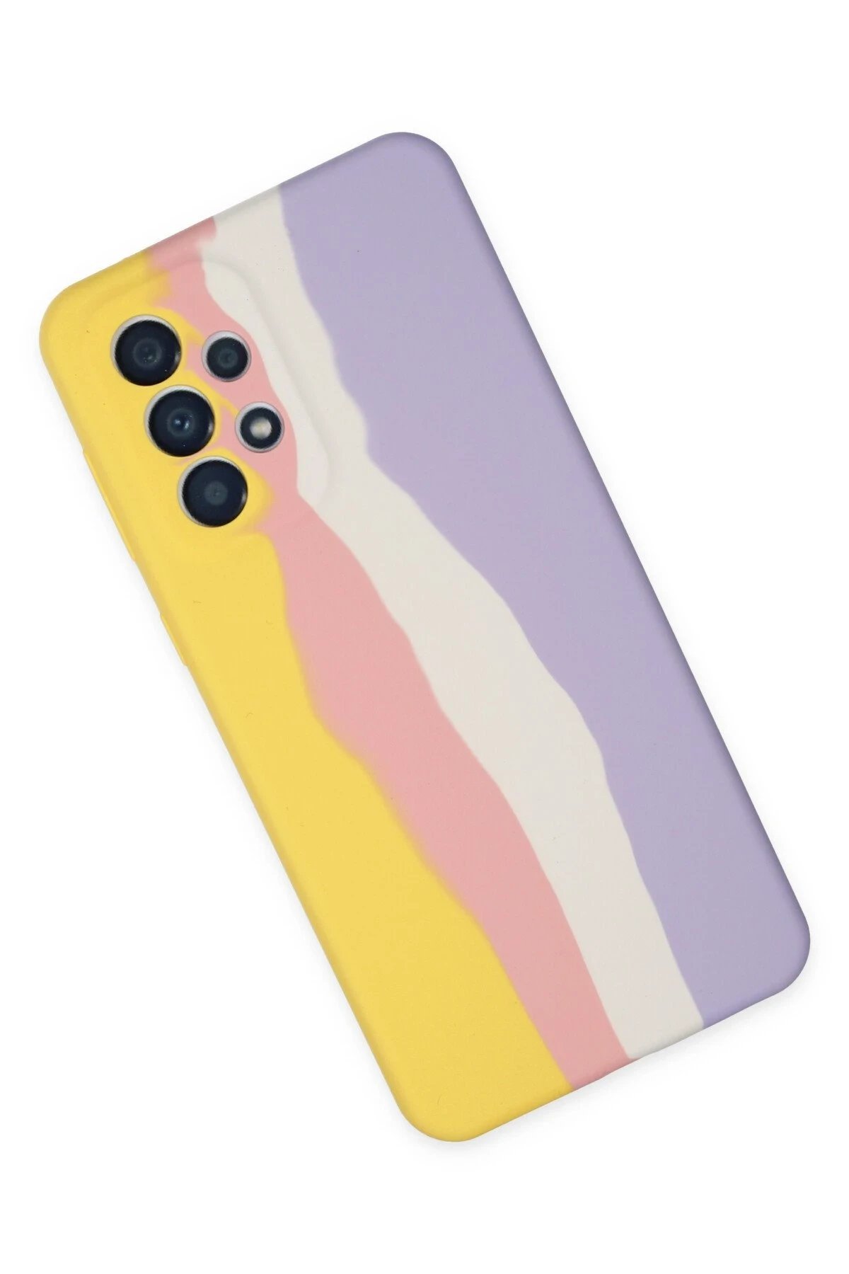 Newface Samsung Galaxy A53 5G Kılıf Ebruli Lansman Silikon - Sarı-Mavi