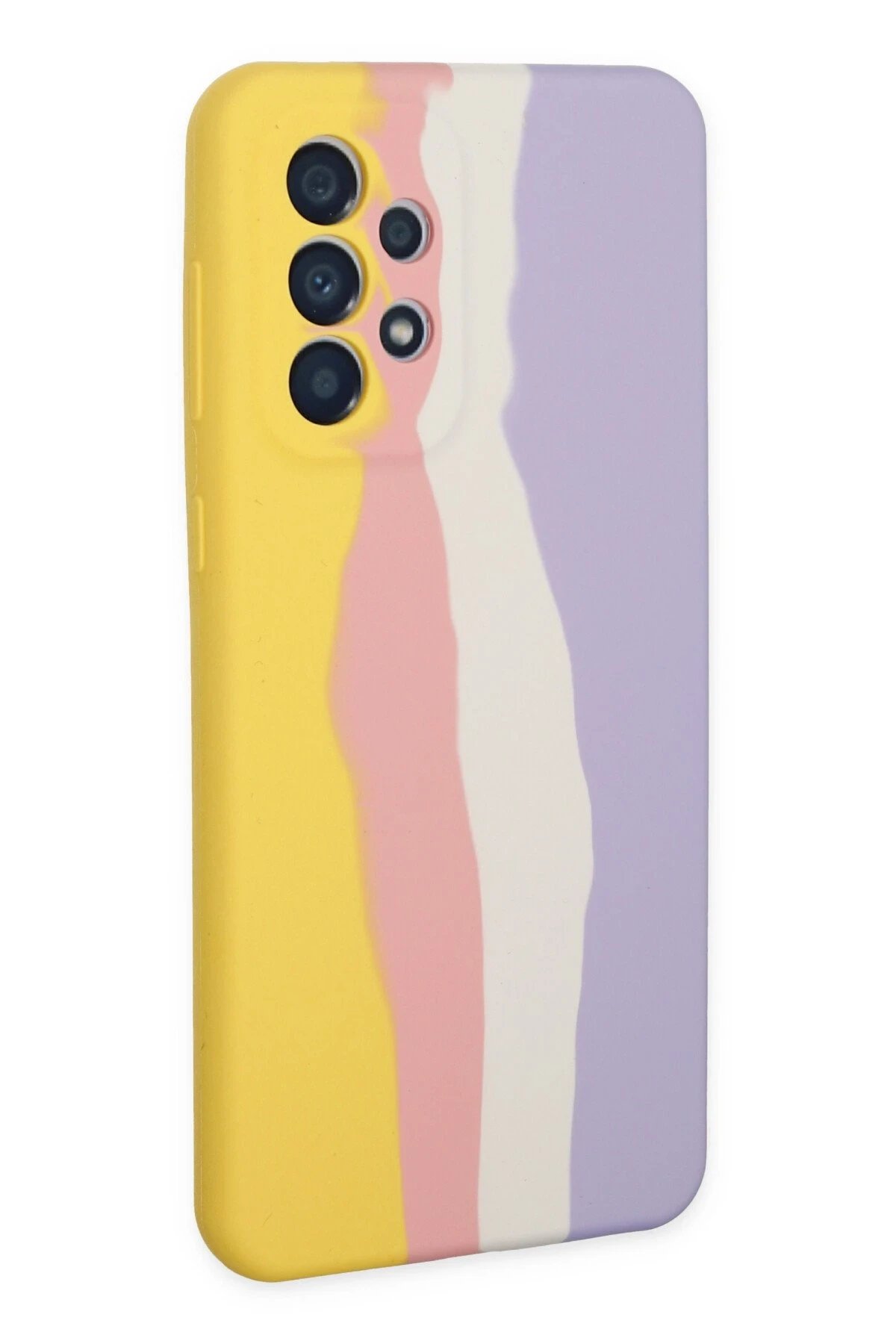 Newface Samsung Galaxy A53 5G Kılıf Ebruli Lansman Silikon - Sarı-Mavi