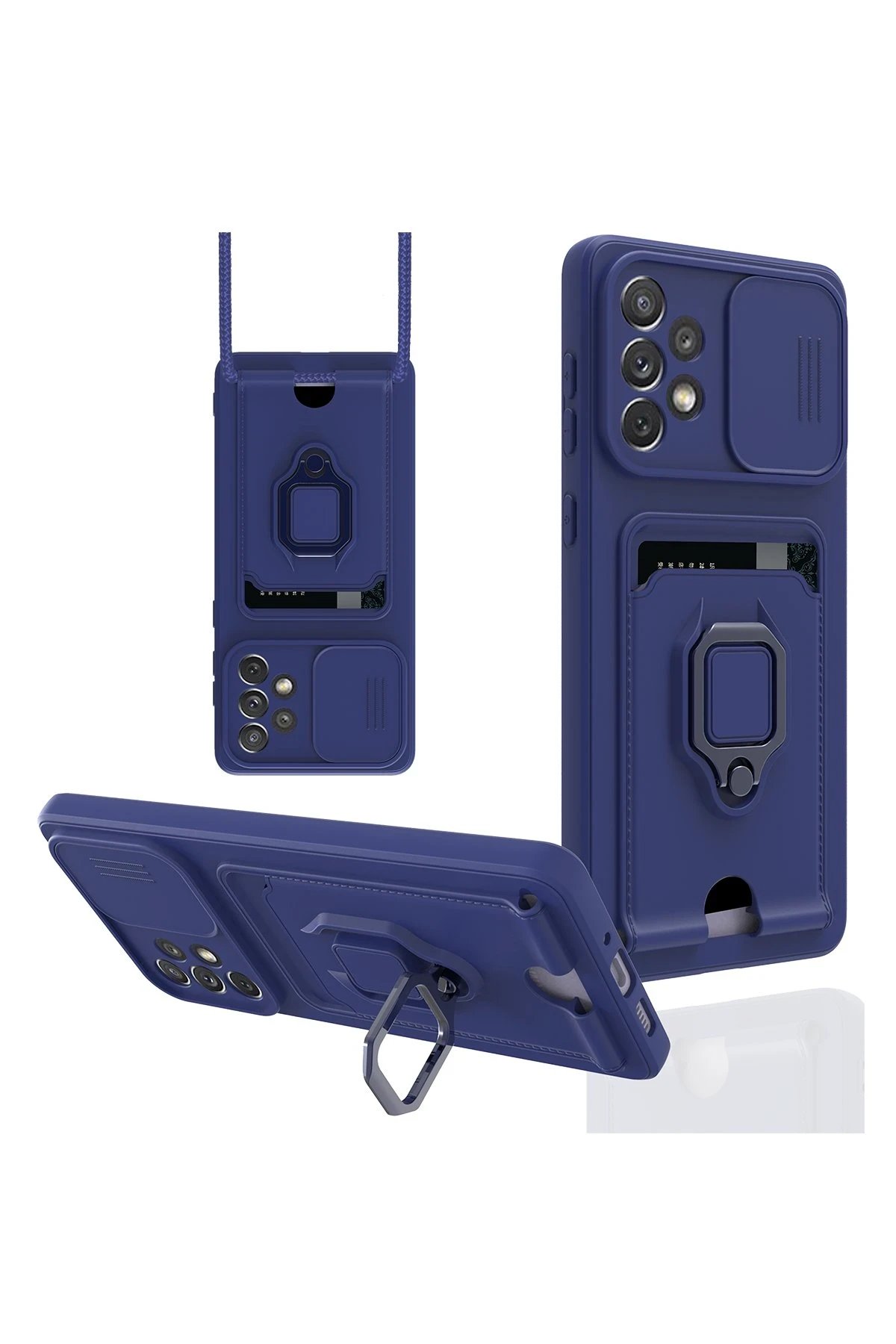 Newface Samsung Galaxy A23 4G Kılıf Zuma Kartvizitli Yüzüklü Silikon - Lacivert