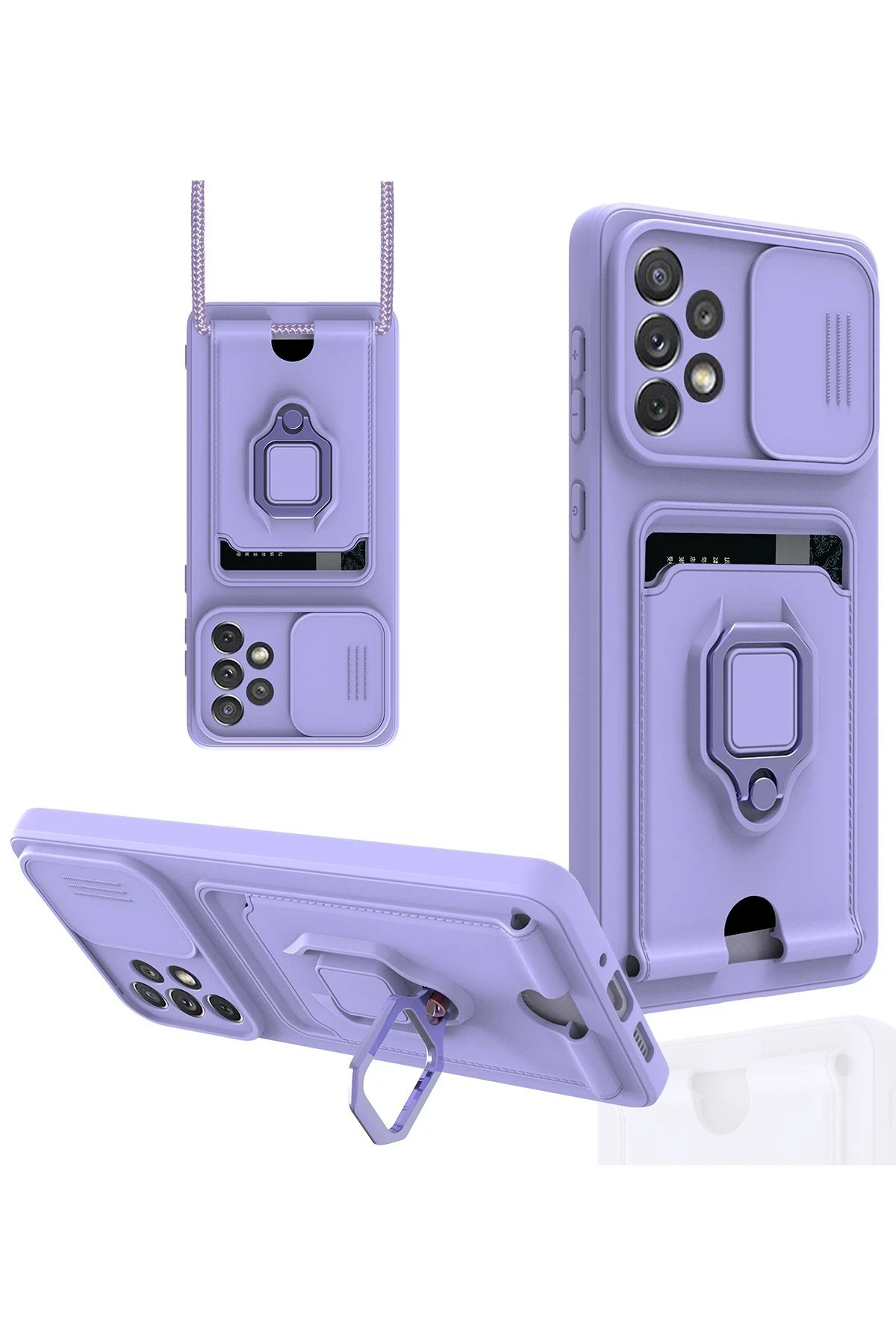 Newface Samsung Galaxy A33 5G Kılıf Zuma Kartvizitli Yüzüklü Silikon - Lila