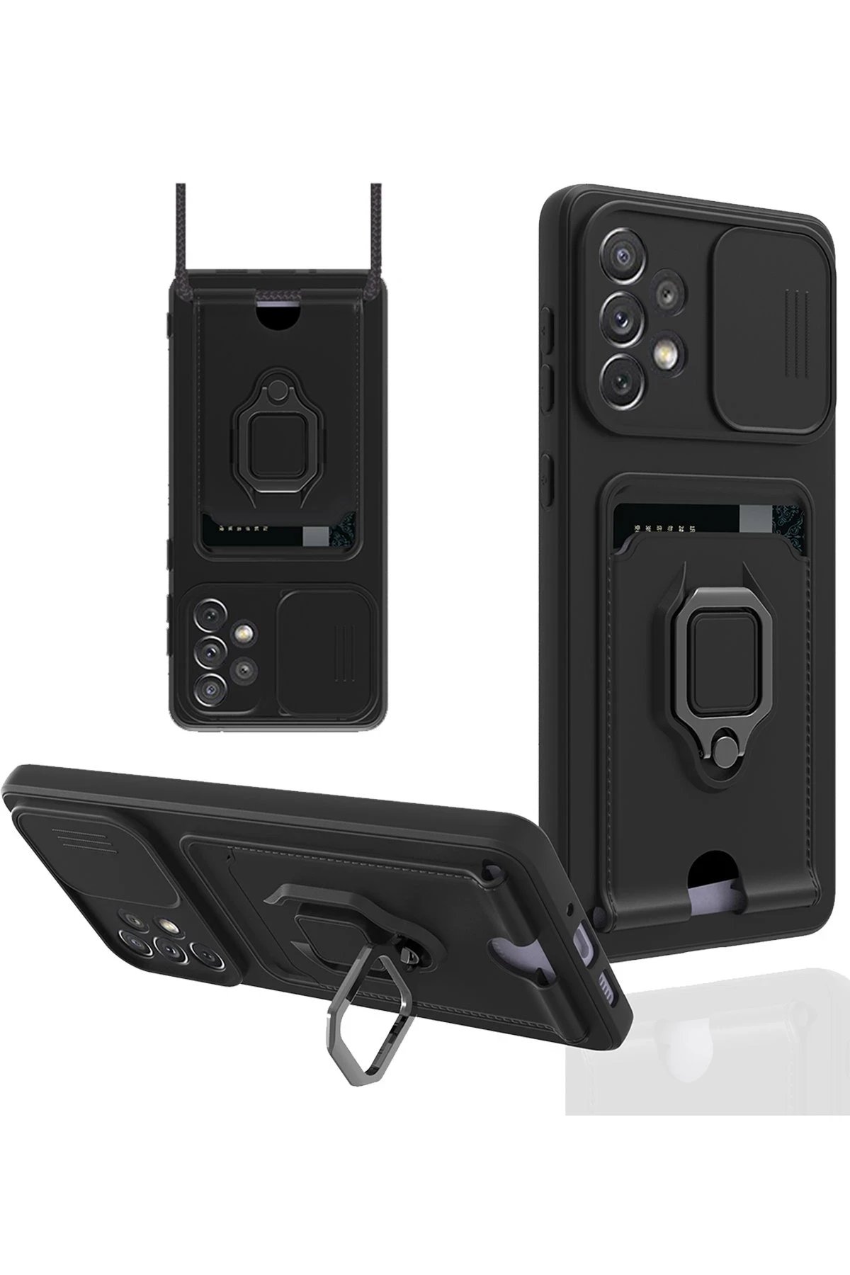 Newface Samsung Galaxy A53 5G Kılıf Zuma Kartvizitli Yüzüklü Silikon - Siyah