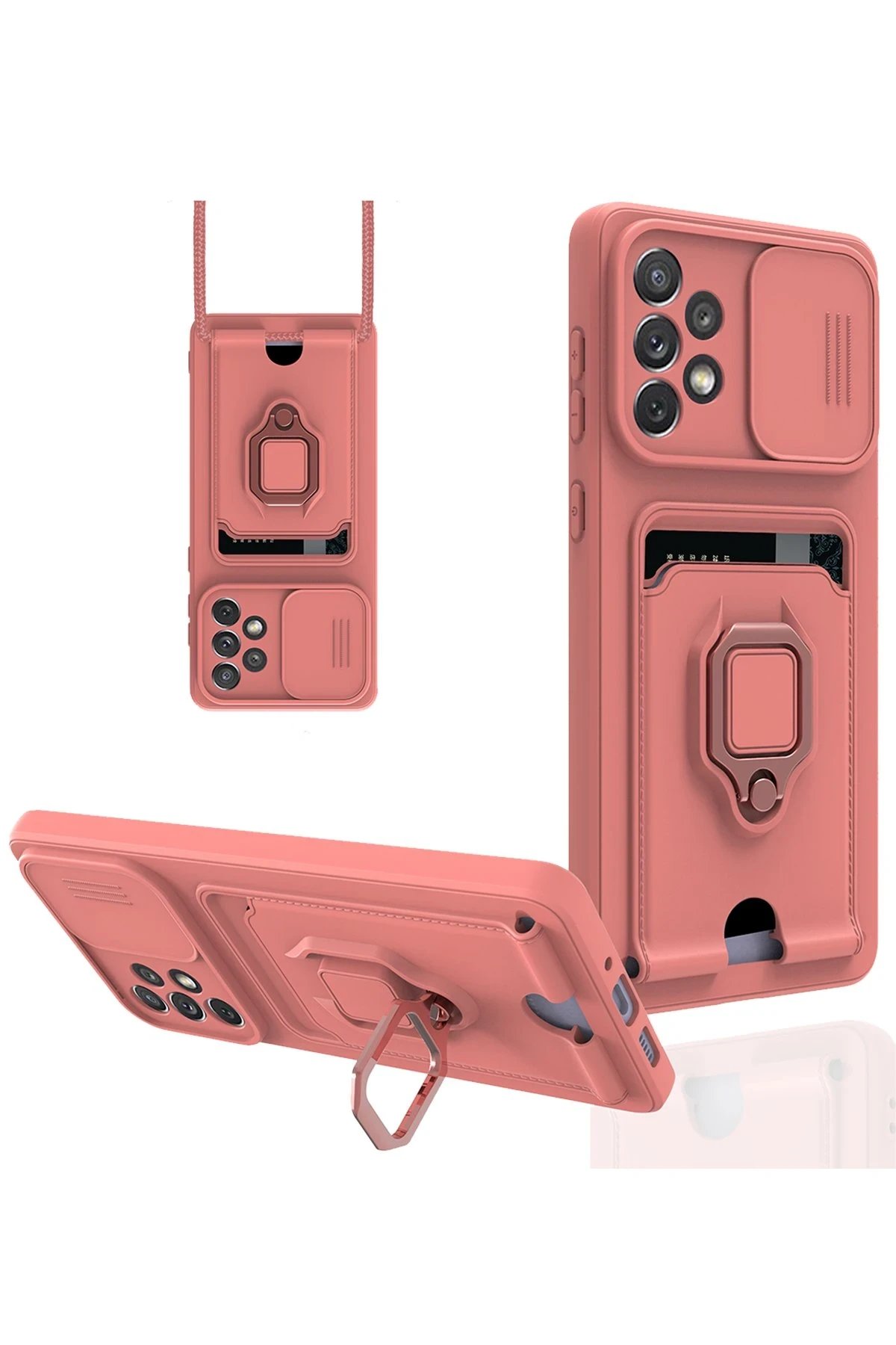 Newface Samsung Galaxy A53 5G Kılıf Zuma Kartvizitli Yüzüklü Silikon - Pembe