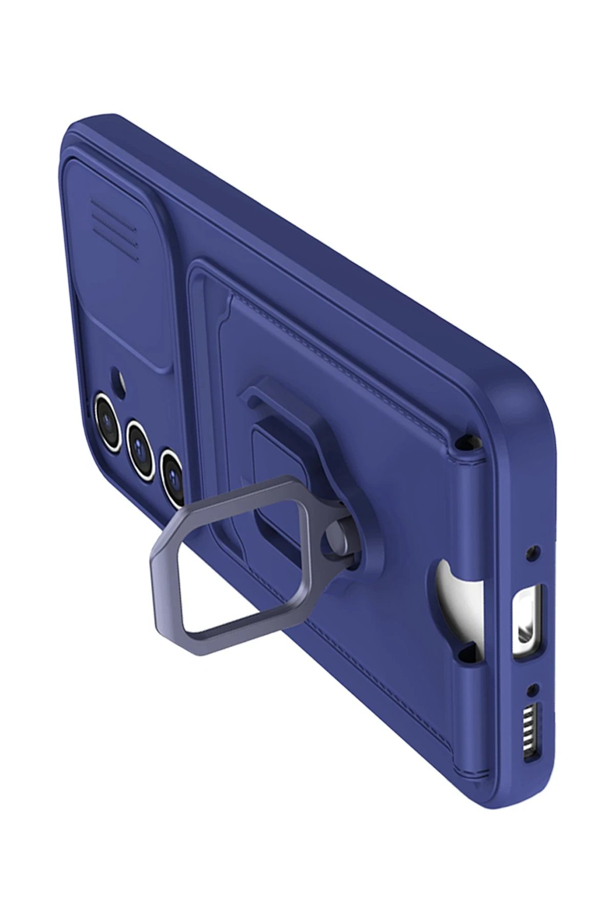 Newface Samsung Galaxy A24 4G Kılıf Zuma Kartvizitli Yüzüklü Silikon - Lacivert