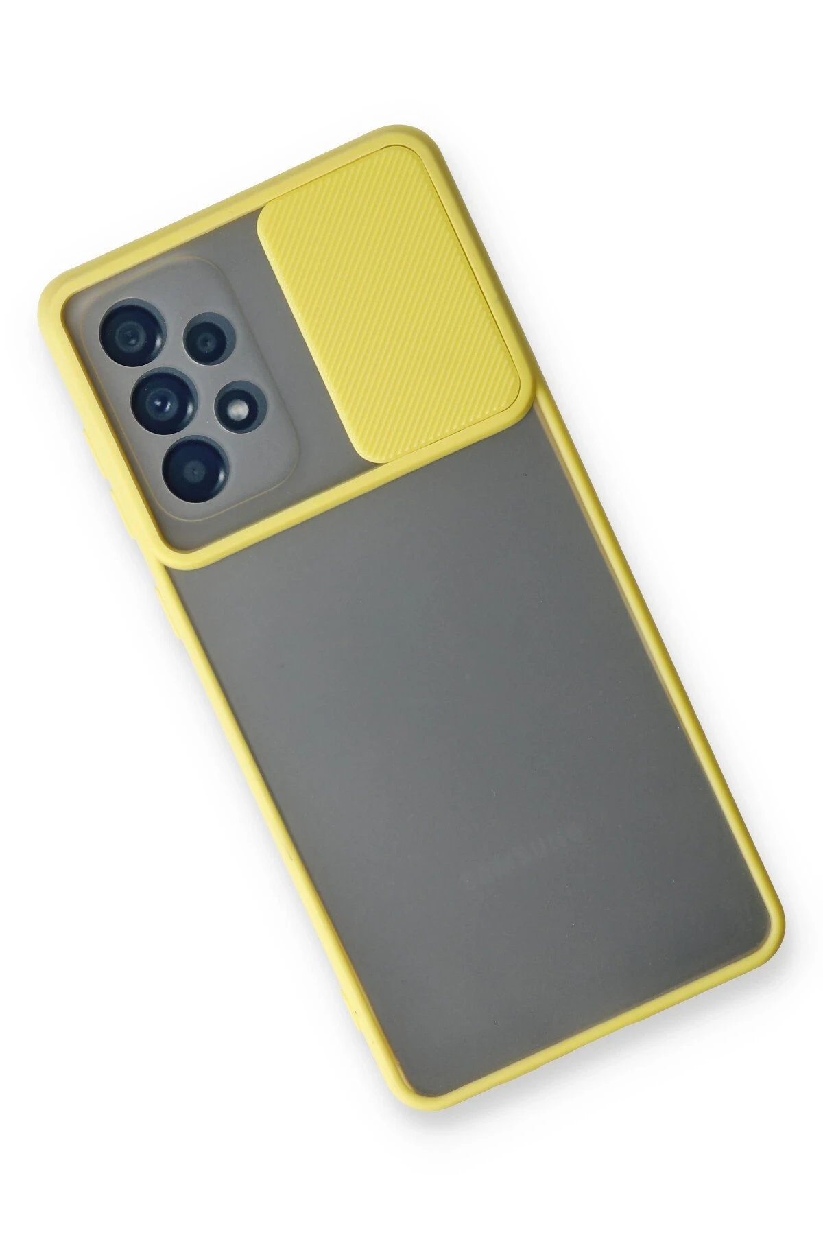 Newface Samsung Galaxy A73 5G Kılıf Palm Buzlu Kamera Sürgülü Silikon - Sarı