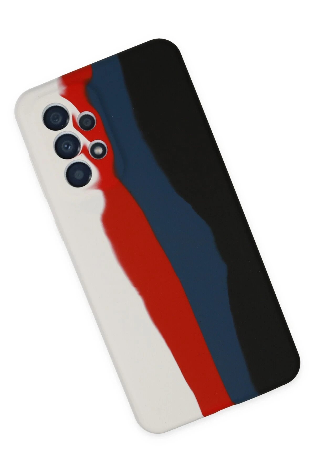 Newface Samsung Galaxy A73 5G Kılıf Ebruli Lansman Silikon - Beyaz-Siyah