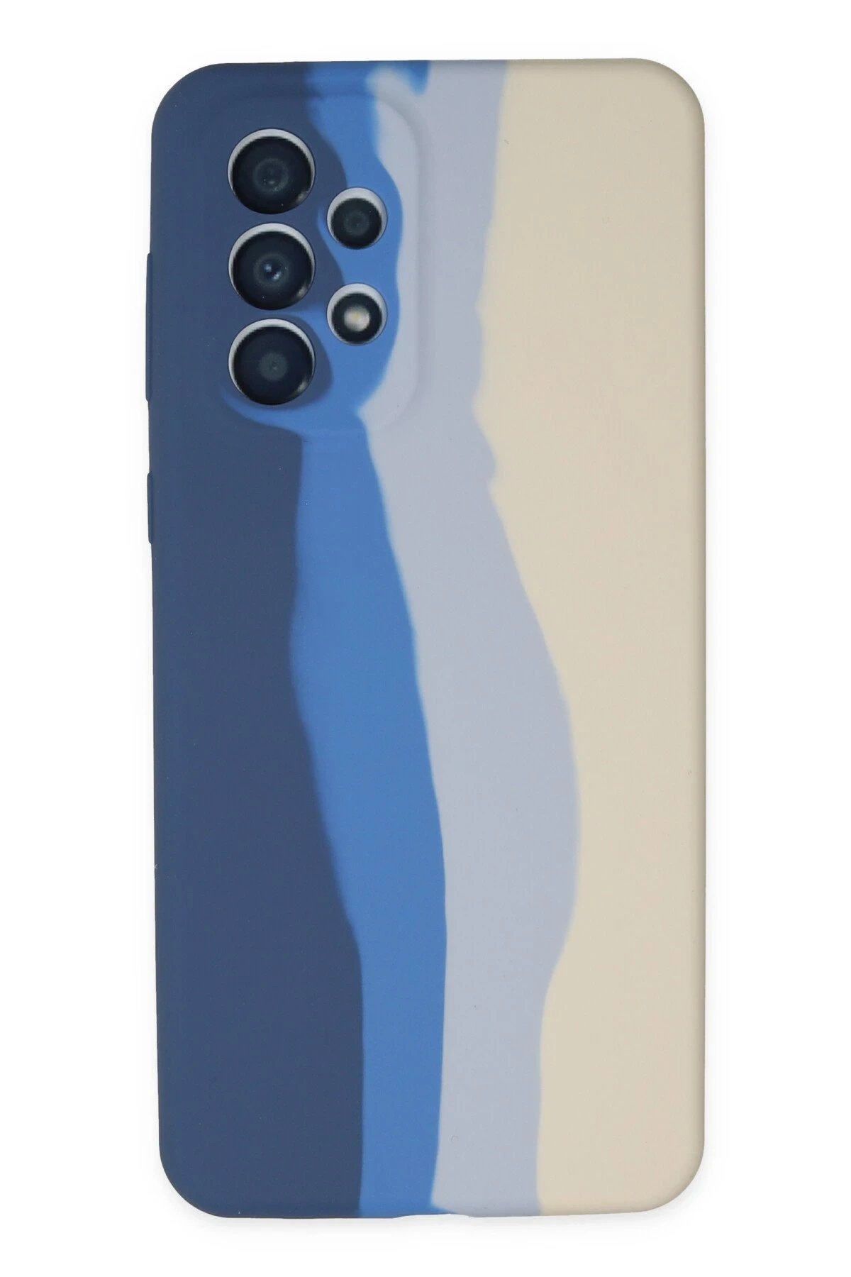 Newface Samsung Galaxy A73 5G Kılıf Ebruli Lansman Silikon - Lacivert-Krem