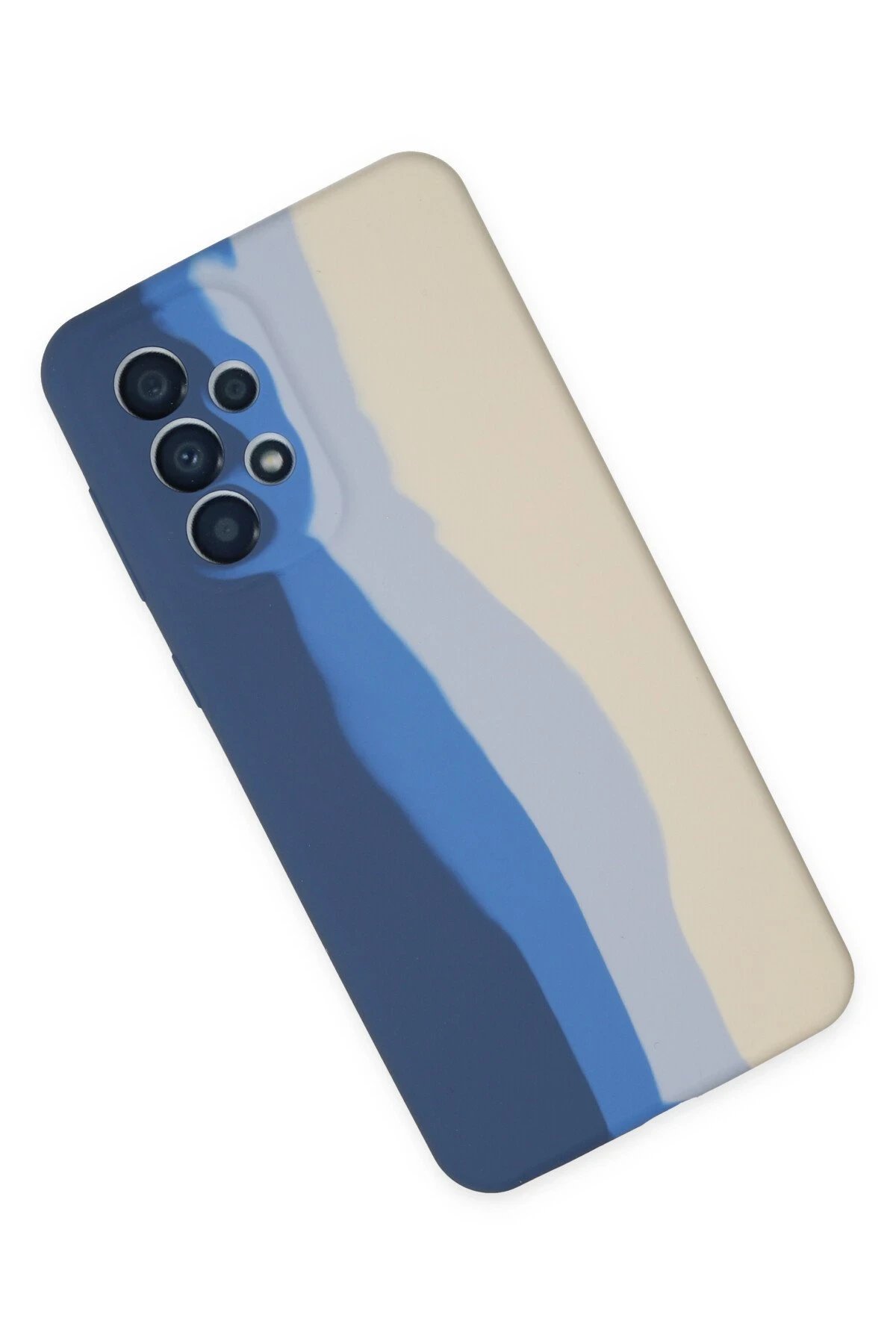 Newface Samsung Galaxy A73 5G Kılıf Ebruli Lansman Silikon - Lacivert-Krem