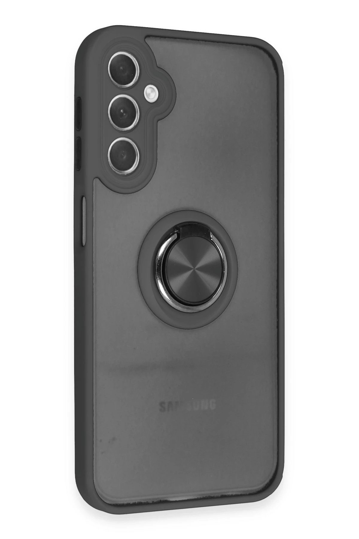 Newface Samsung Galaxy A24 4G Kılıf Montreal Yüzüklü Silikon Kapak - Siyah