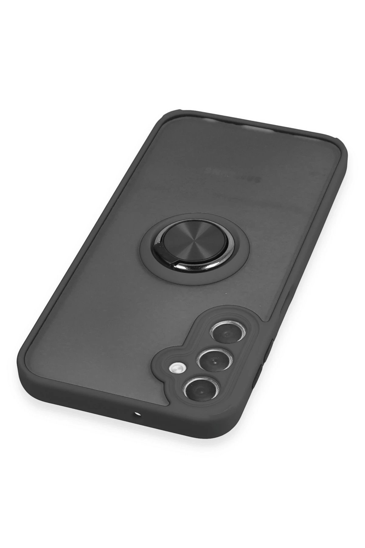 Newface Samsung Galaxy A24 4G Kılıf Montreal Yüzüklü Silikon Kapak - Siyah