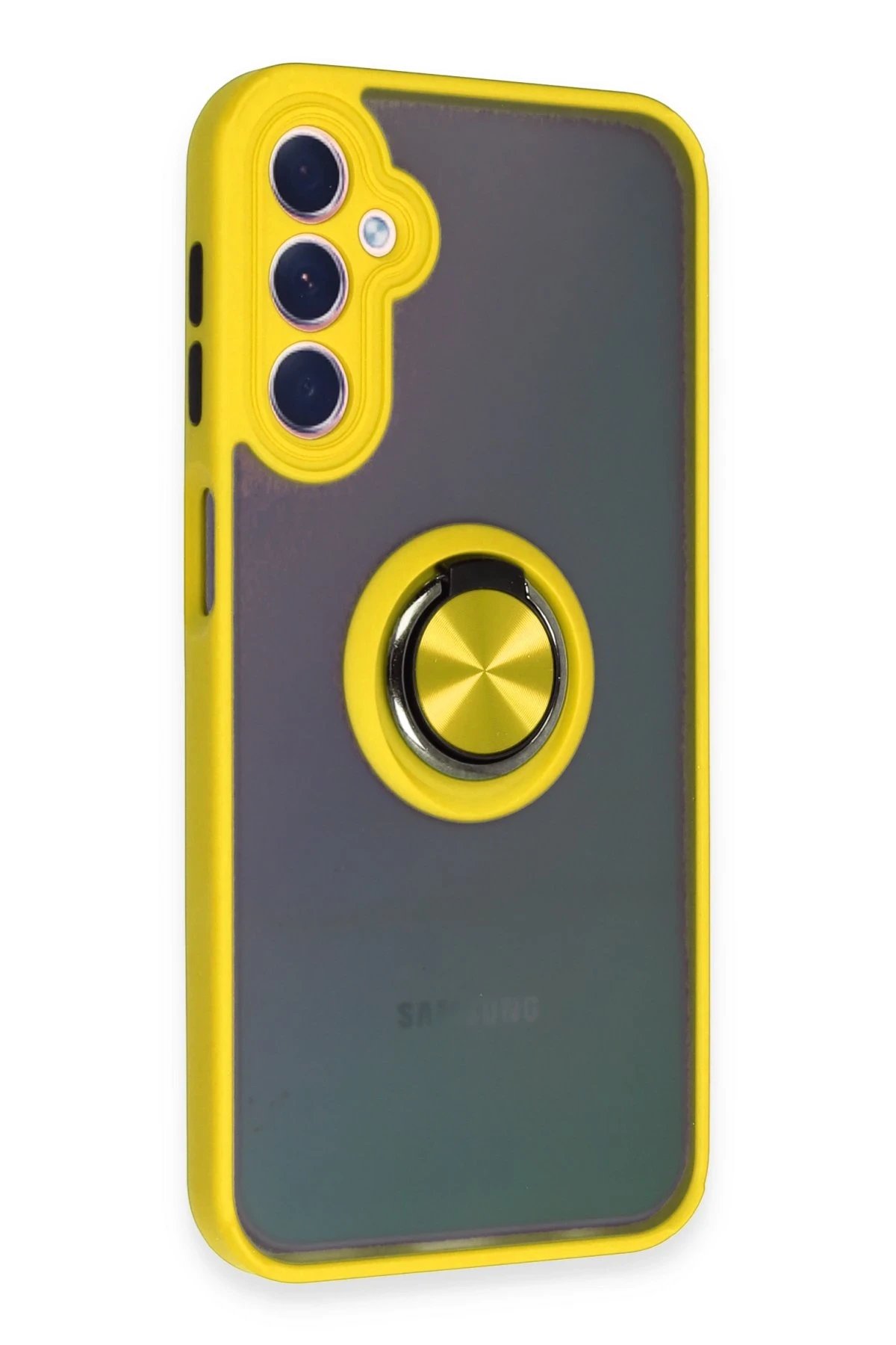 Newface Samsung Galaxy A24 4G Kılıf Montreal Yüzüklü Silikon Kapak - Sarı