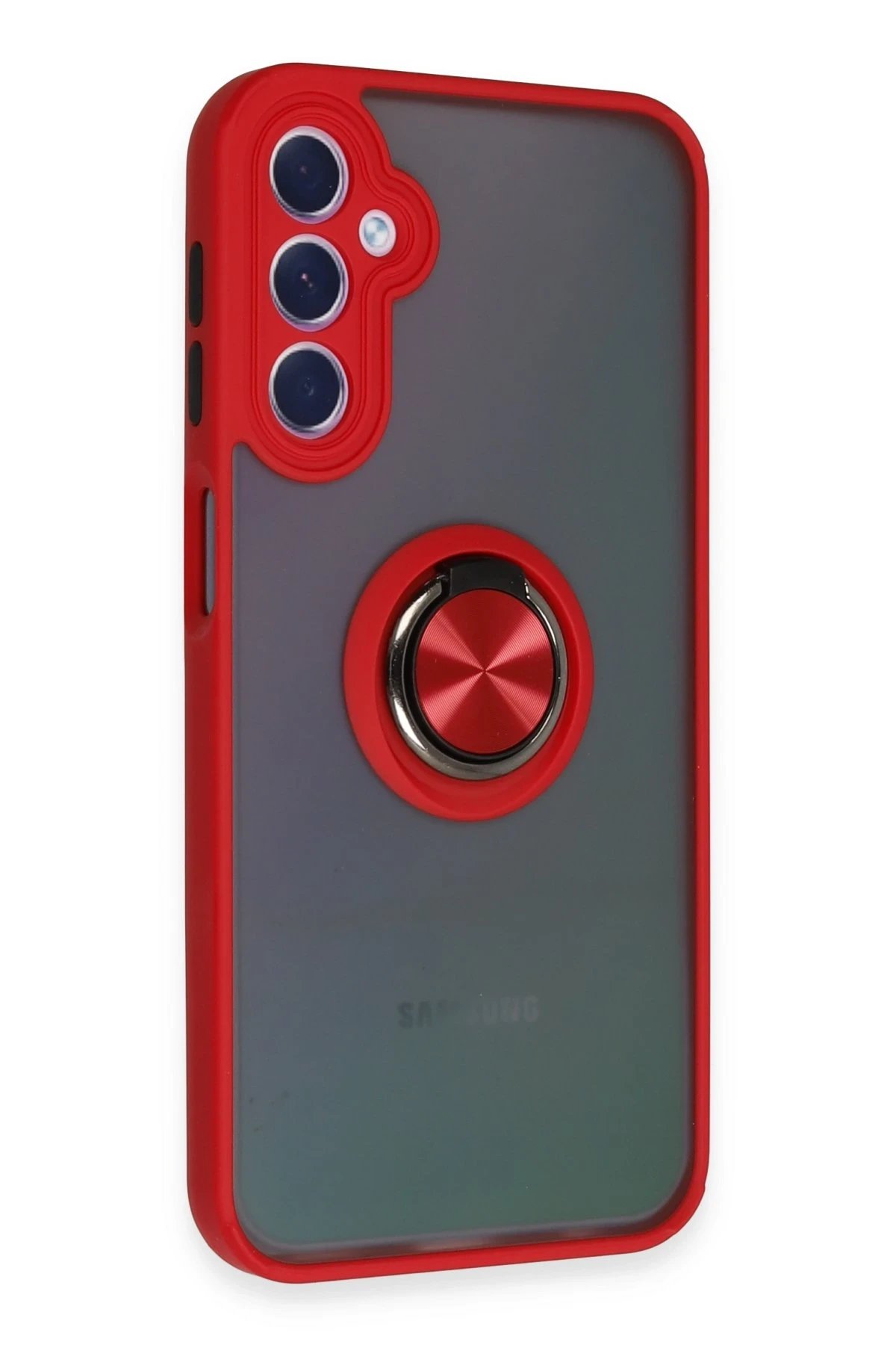 Newface Samsung Galaxy A24 4G Kılıf Montreal Yüzüklü Silikon Kapak - Kırmızı