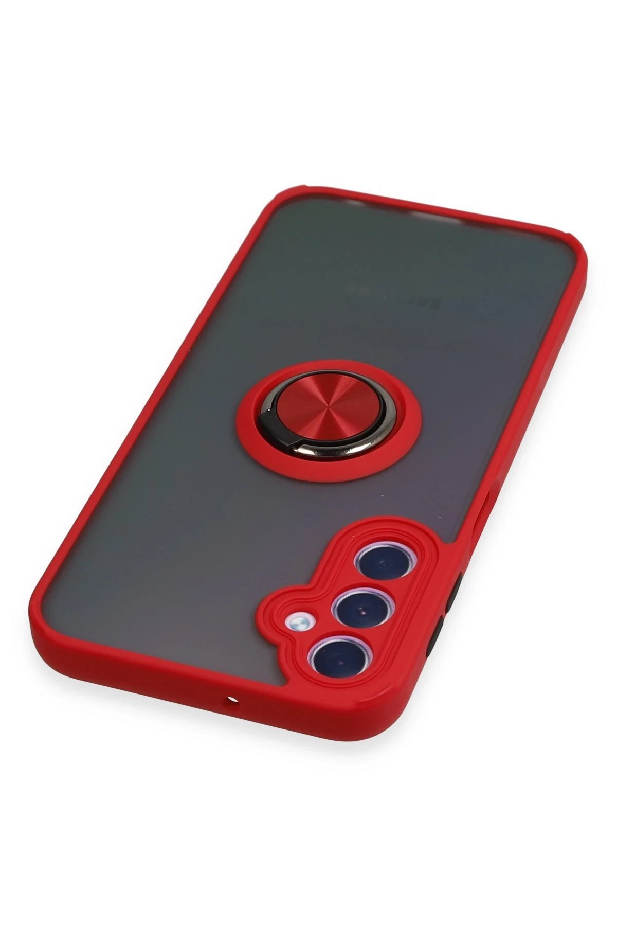 Newface Samsung Galaxy A24 4G Kılıf Montreal Yüzüklü Silikon Kapak - Kırmızı