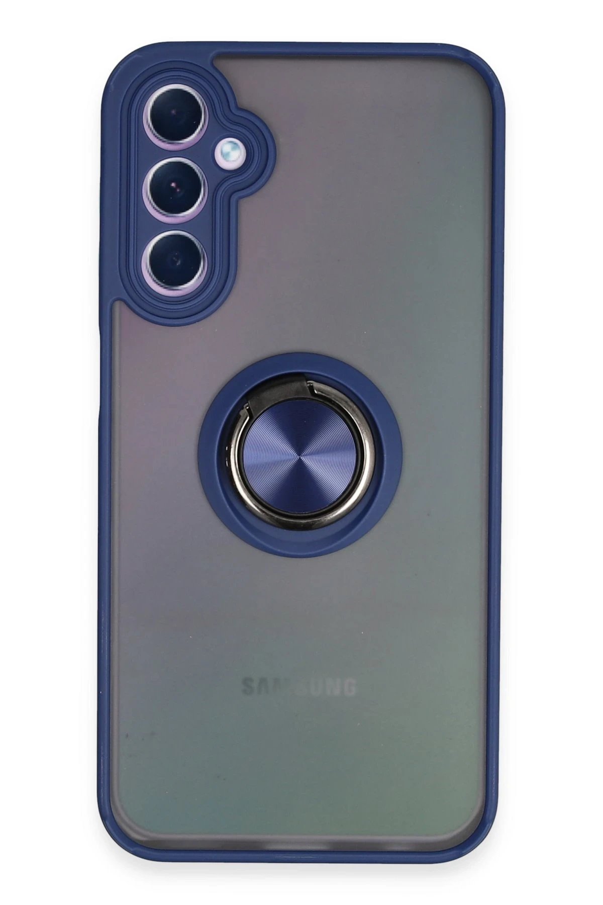 Newface Samsung Galaxy A24 4G Kılıf Montreal Yüzüklü Silikon Kapak - Lacivert