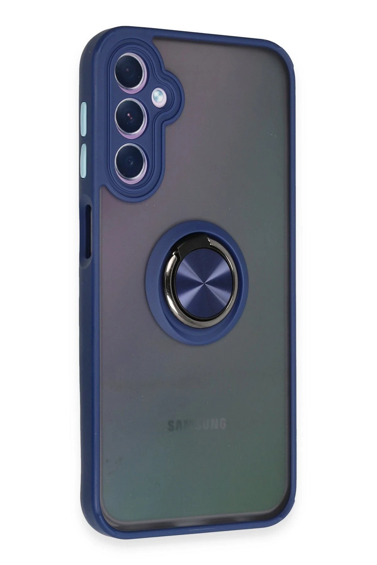 Newface Samsung Galaxy A24 4G Kılıf Montreal Yüzüklü Silikon Kapak - Lacivert