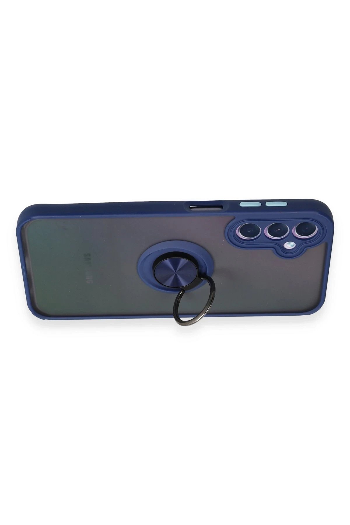 Newface Samsung Galaxy A24 4G Kılıf Montreal Yüzüklü Silikon Kapak - Lacivert