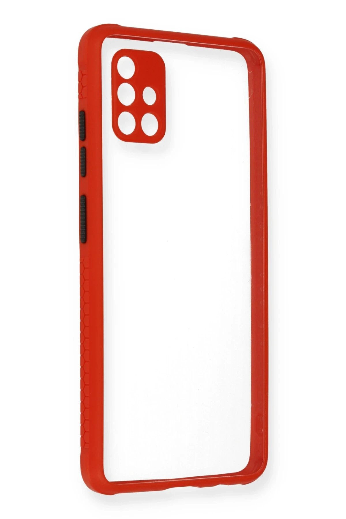 Newface Samsung Galaxy A71 Kılıf Miami Şeffaf Silikon - Kırmızı