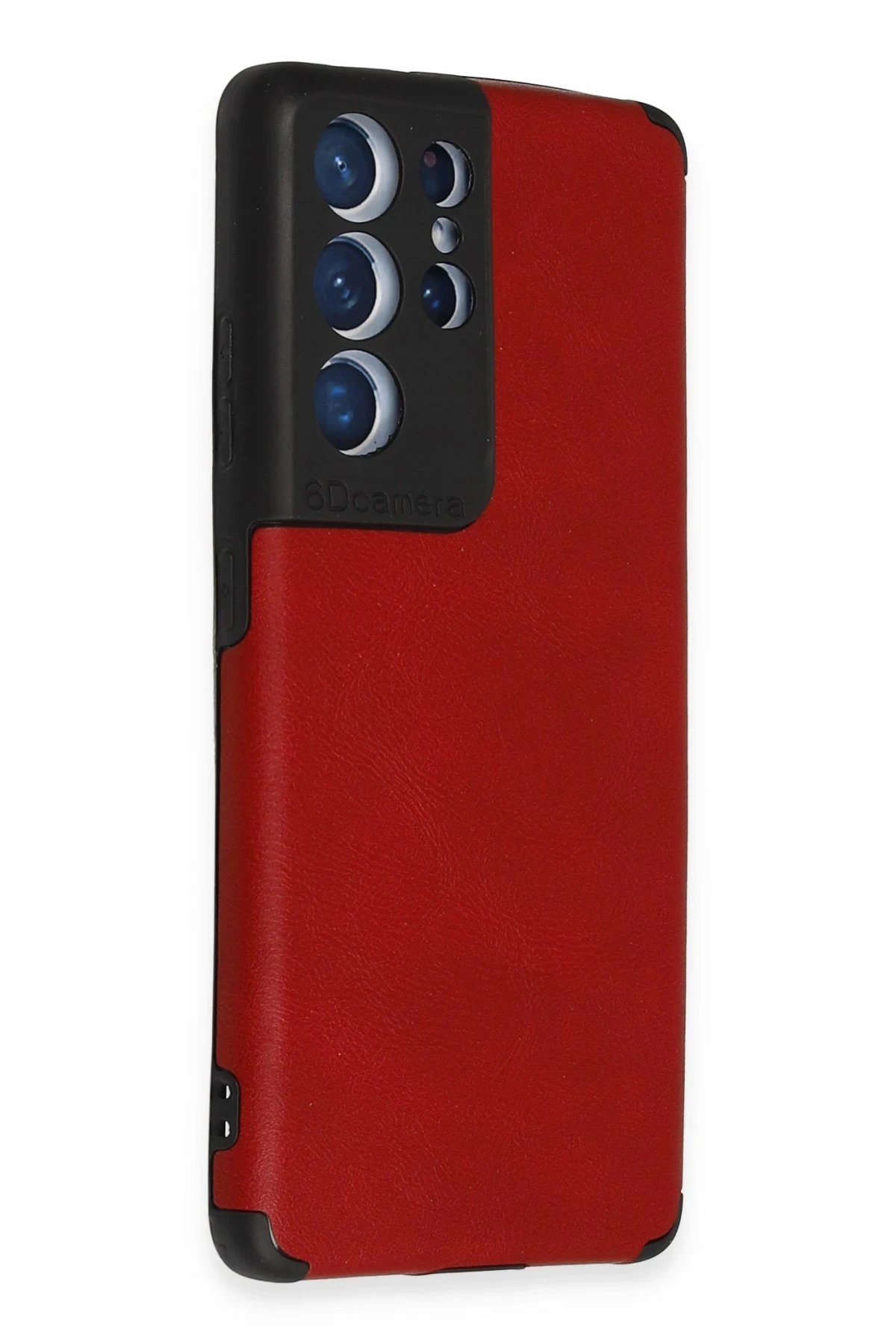 Newface Samsung Galaxy S21 Ultra Kılıf Loop Deri Silikon - Kırmızı