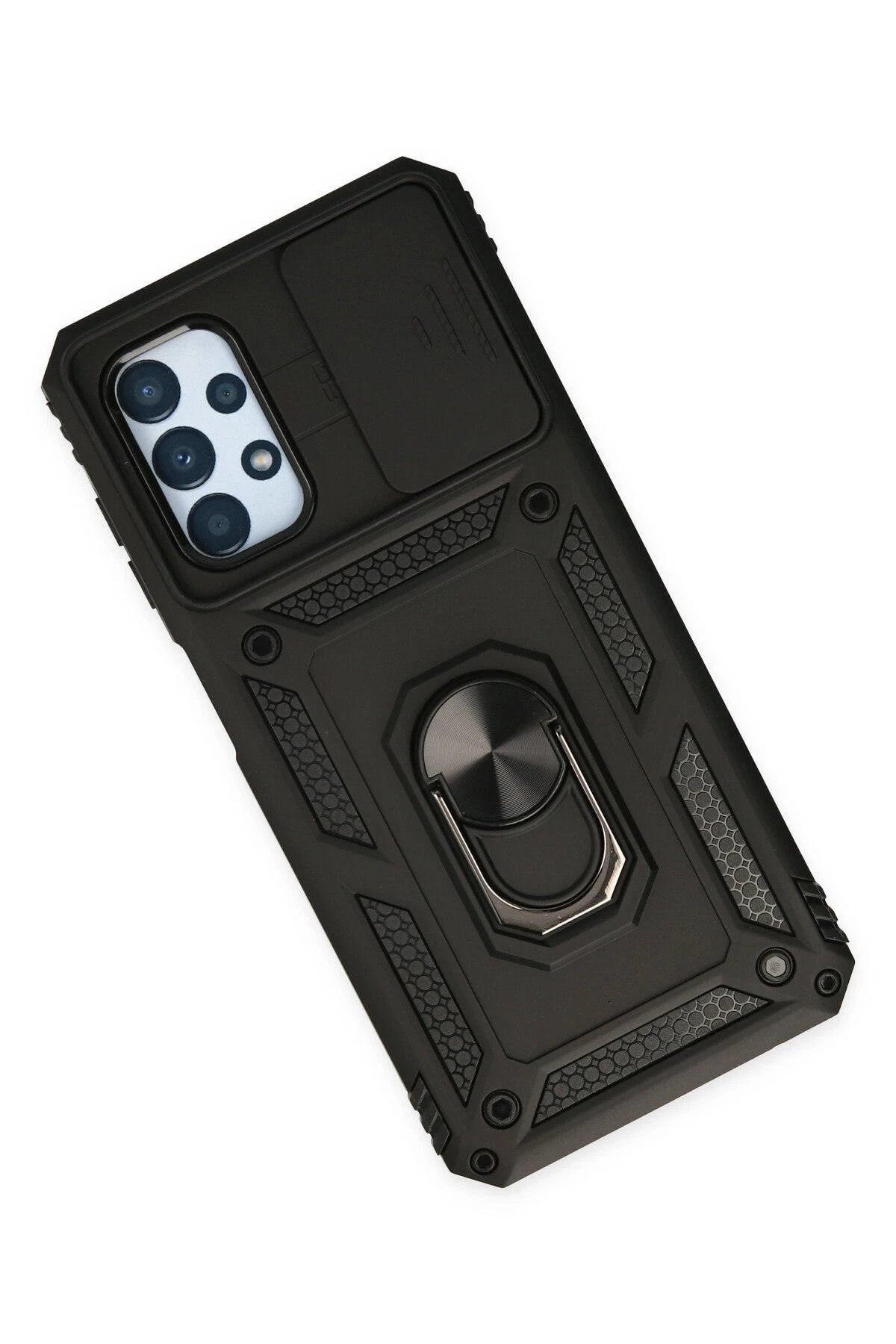 Newface Samsung Galaxy A33 5G Kılıf Pars Lens Yüzüklü Silikon - Siyah