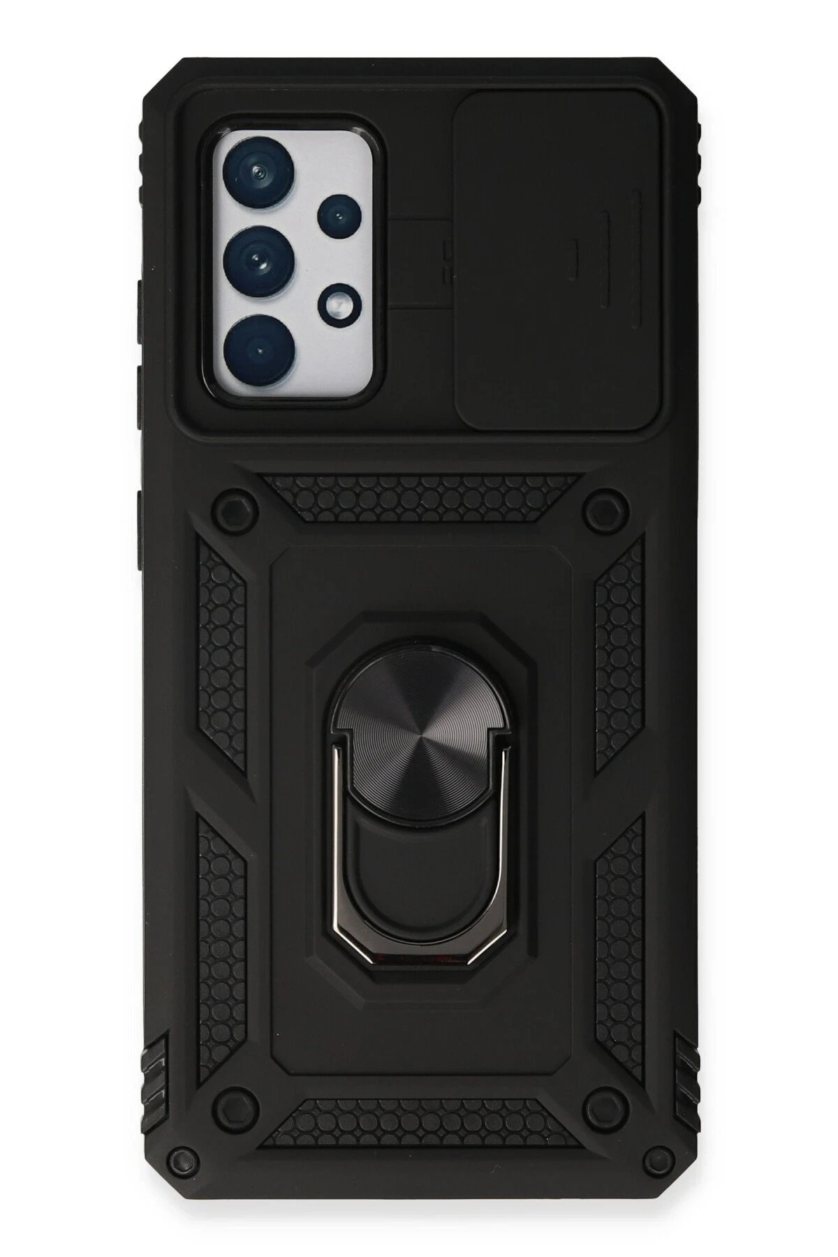 Newface Samsung Galaxy A73 5G Kılıf Pars Lens Yüzüklü Silikon - Siyah